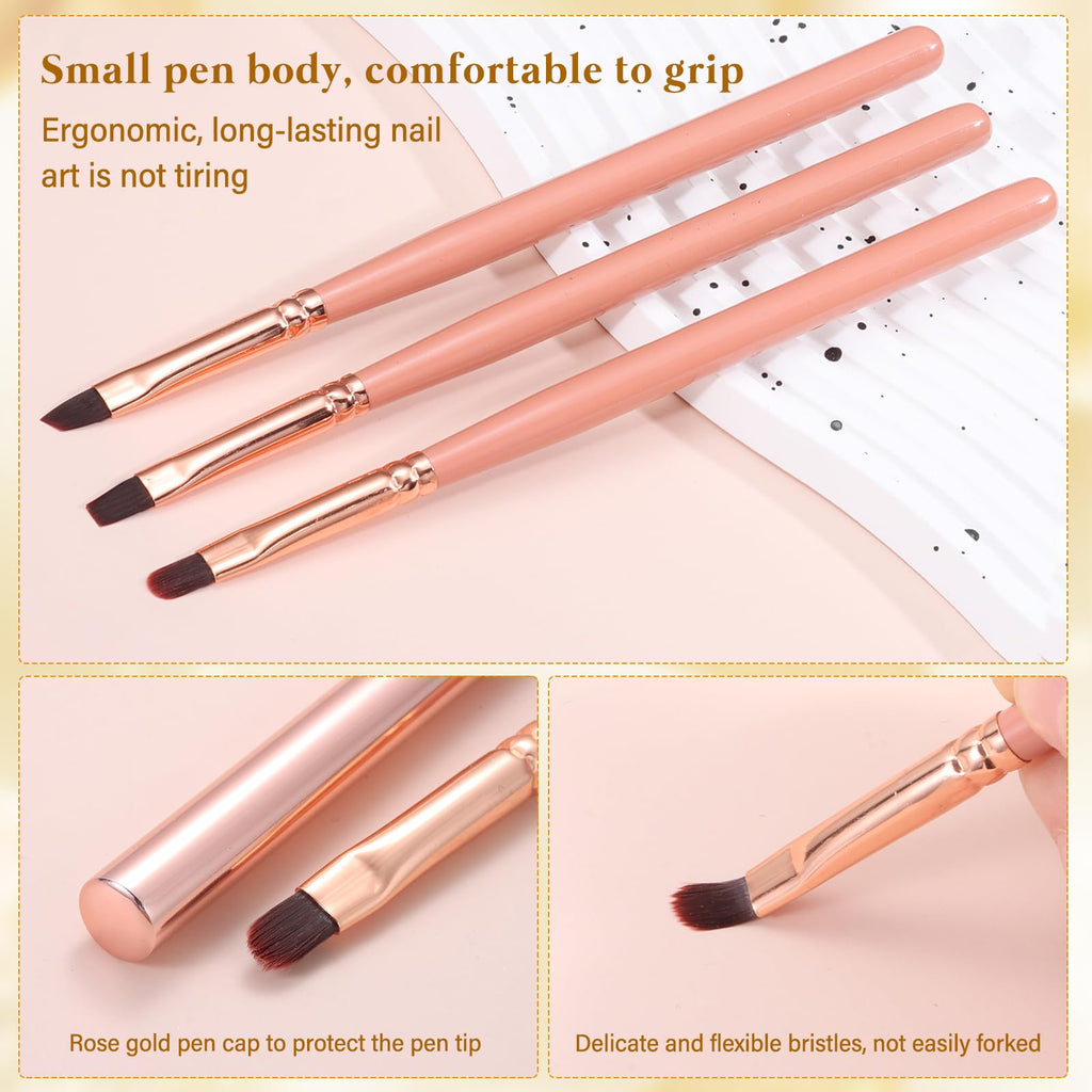 Nail Art Clean Up Brushes,Nail Brushes for Cleaning Polish Mistakes on the Cuticles, Acetone Resistant Nail Brush, Fingernail Cleaning Brushes for Nail Art and Designs (2 Pcs Round&Angled)