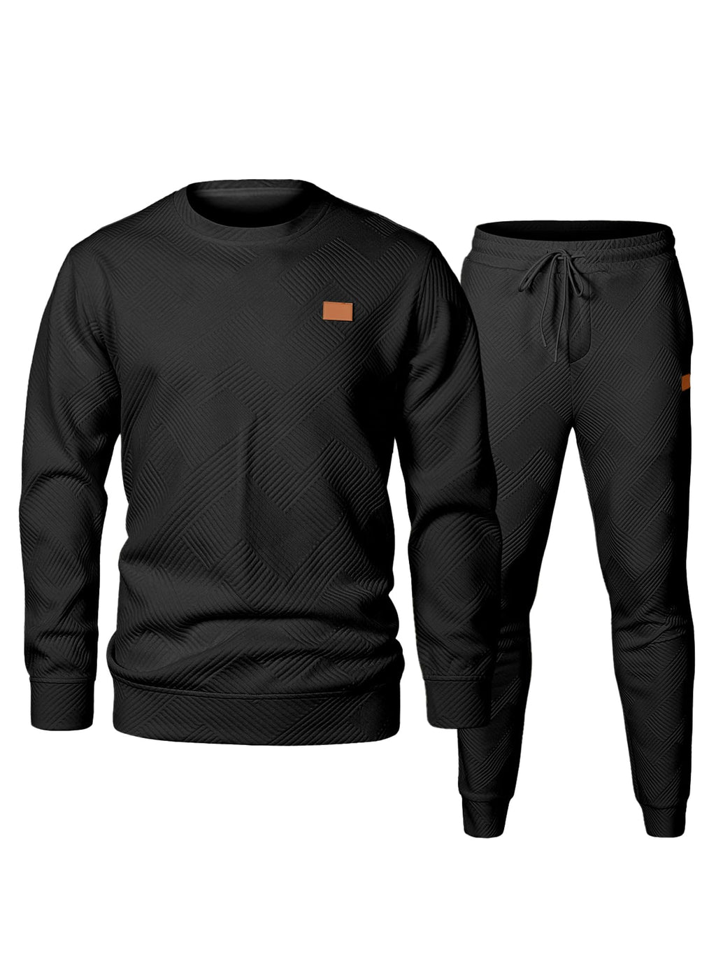 JMIERR Men's 2 Piece Outfits Knit Jacquard Pullover Sweatshirt Tracksuit & Joggers Sweatpants Sweatsuit Sets with Pockets