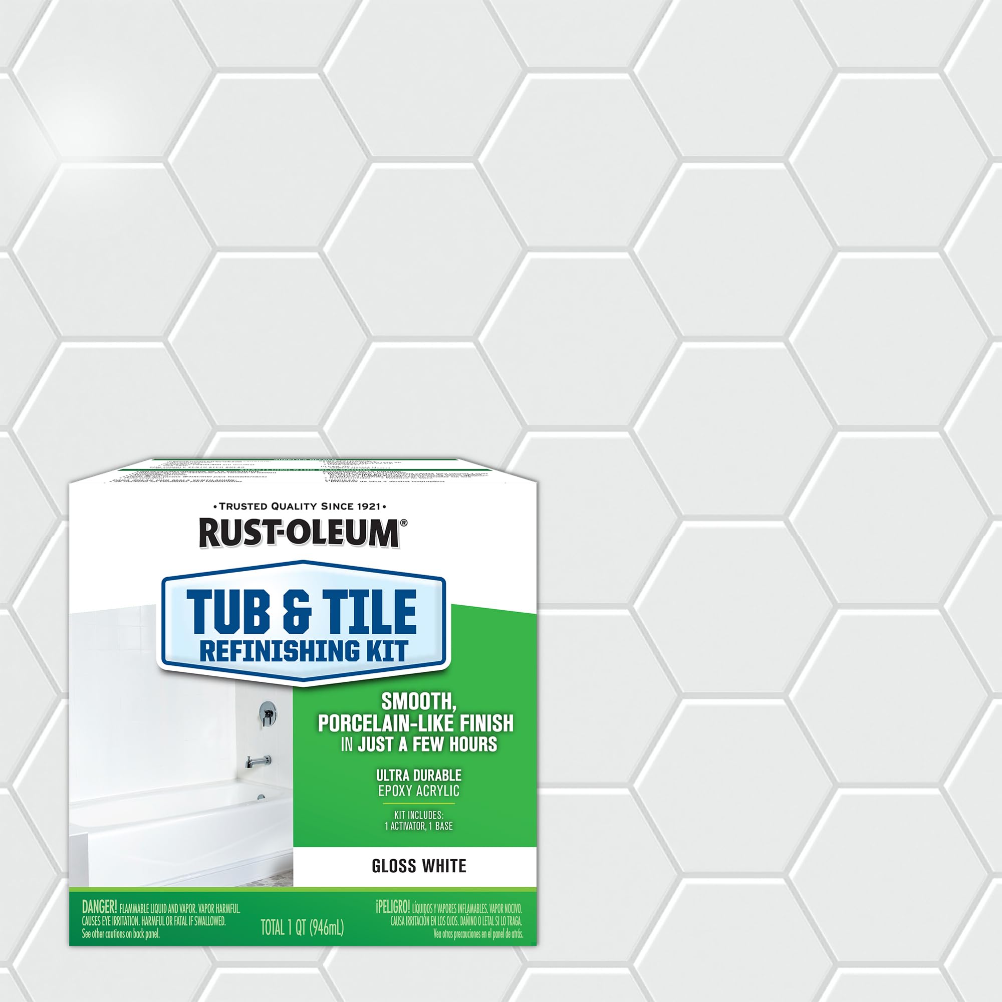 Rust-Oleum 384166 Tub And Tile Refinishing 2-Part Kit, Gloss Coastal Fog