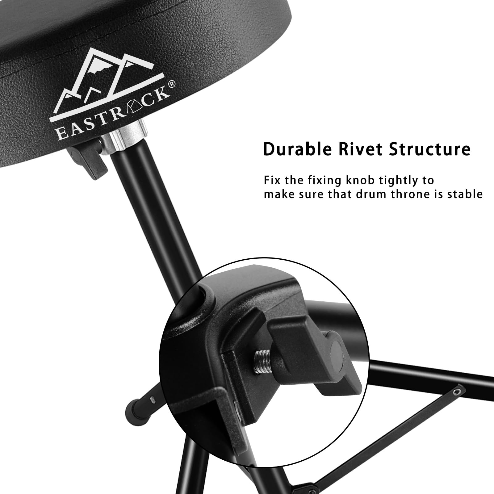 EASTROCK Drum Throne,Padded Drum Seat Drumming Stools with Anti-Slip Feet for Adults and Kids Drummers (Black)