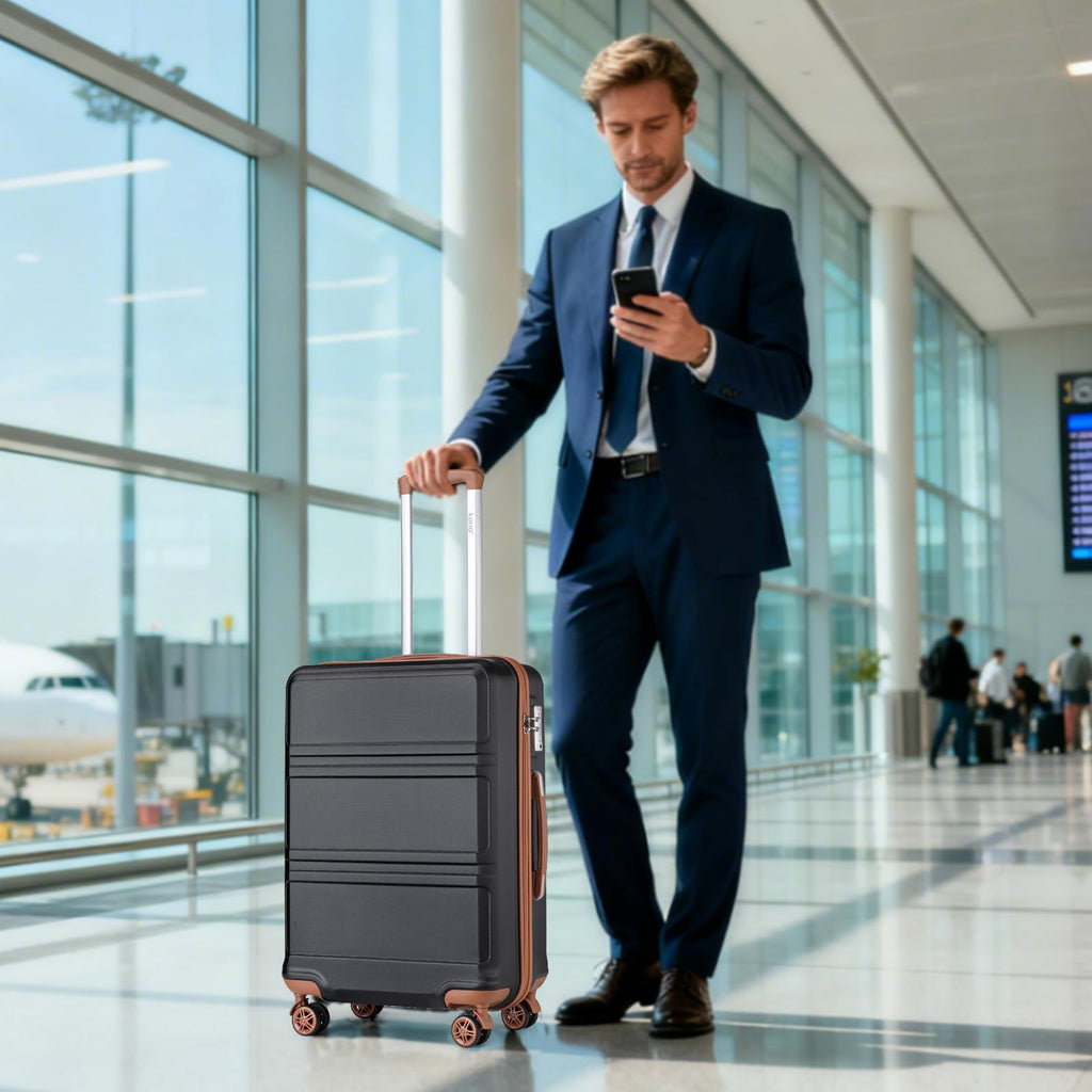 Kono Carry On Luggage Set Airline Approved Lightweight PC+ABS Carry On Suitcase with TSA Lock Spinner Wheels Durable Luggage Hardside Apricot Blue