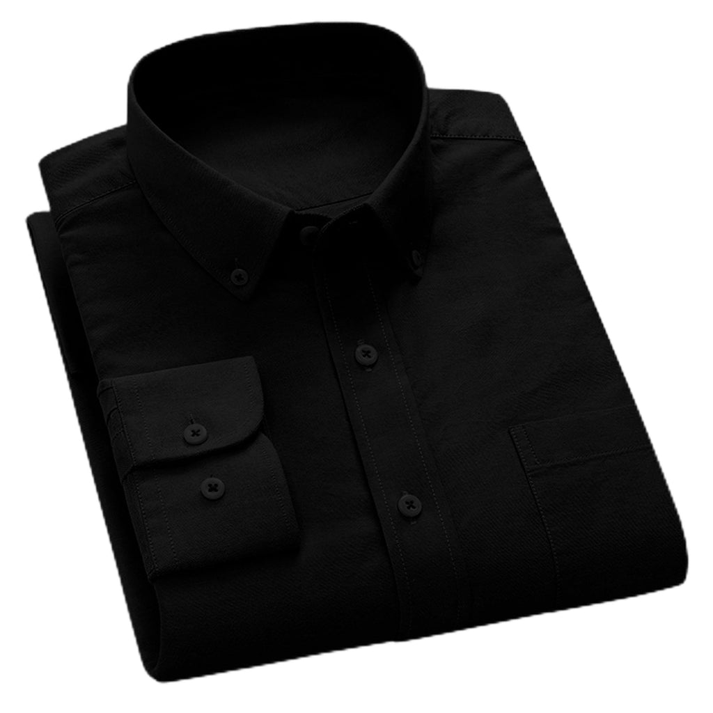 Cromoncent Mens Cotton Oxford Shirt Long Sleeve Button Down Dress Shirts with Pocket