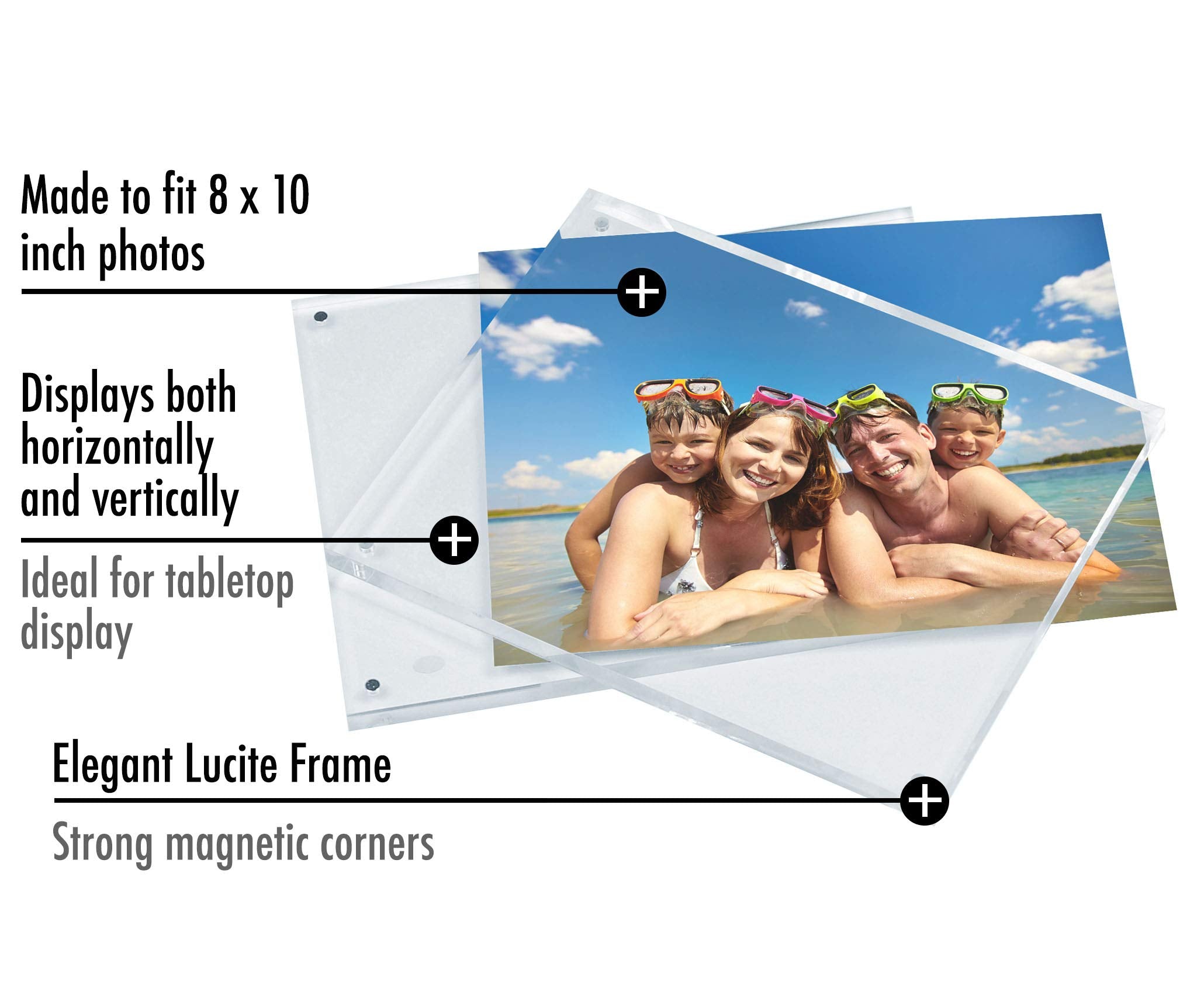 Americanflat 3.5x5 Acrylic Picture Frame - Double Sided Frames with Magnetic Corners - Transparent Acrylic Frames for Desk or Tabletop Display - 3.5x5 Picture Frame with Microfiber Cloth Included