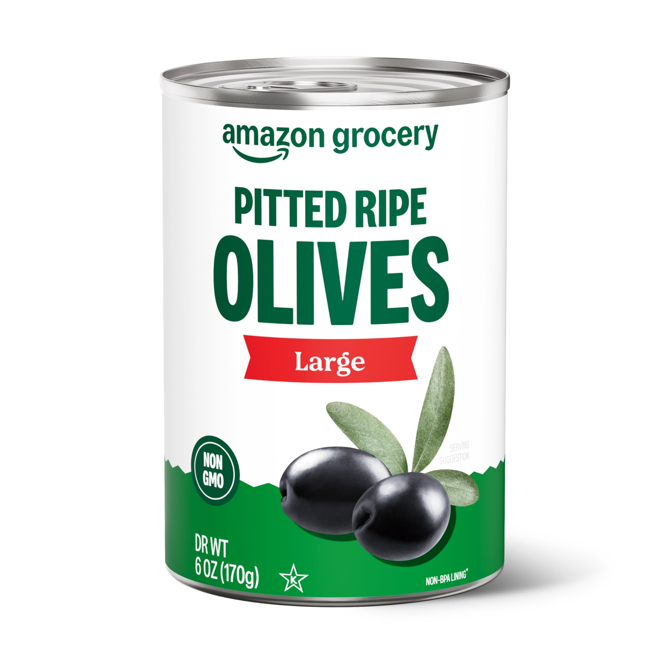 Amazon Grocery, Pitted Ripe Olives, Large, 6 Oz