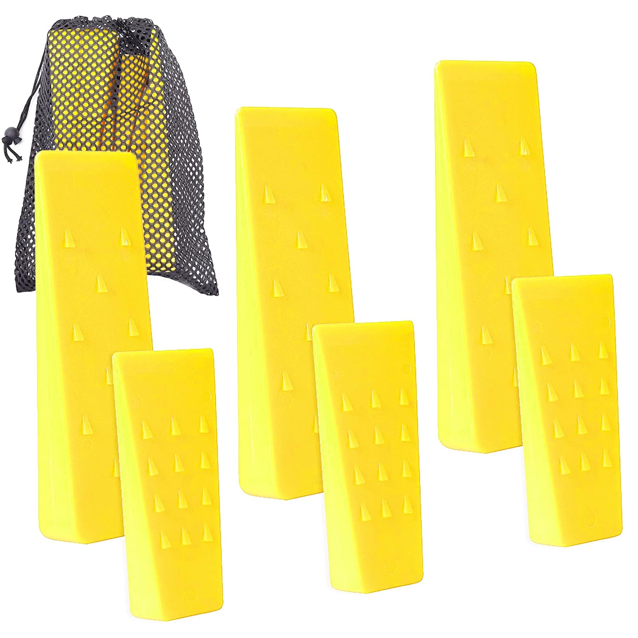 AR-PRO 6 Pack Tree Felling Wedges with Spikes for Safe Tree Cutting – 5.5” Wedges with Storage Bag; 6 Felling Dogs to Guide Trees Stabilize and Safely to Ground for Loggers and Fallers