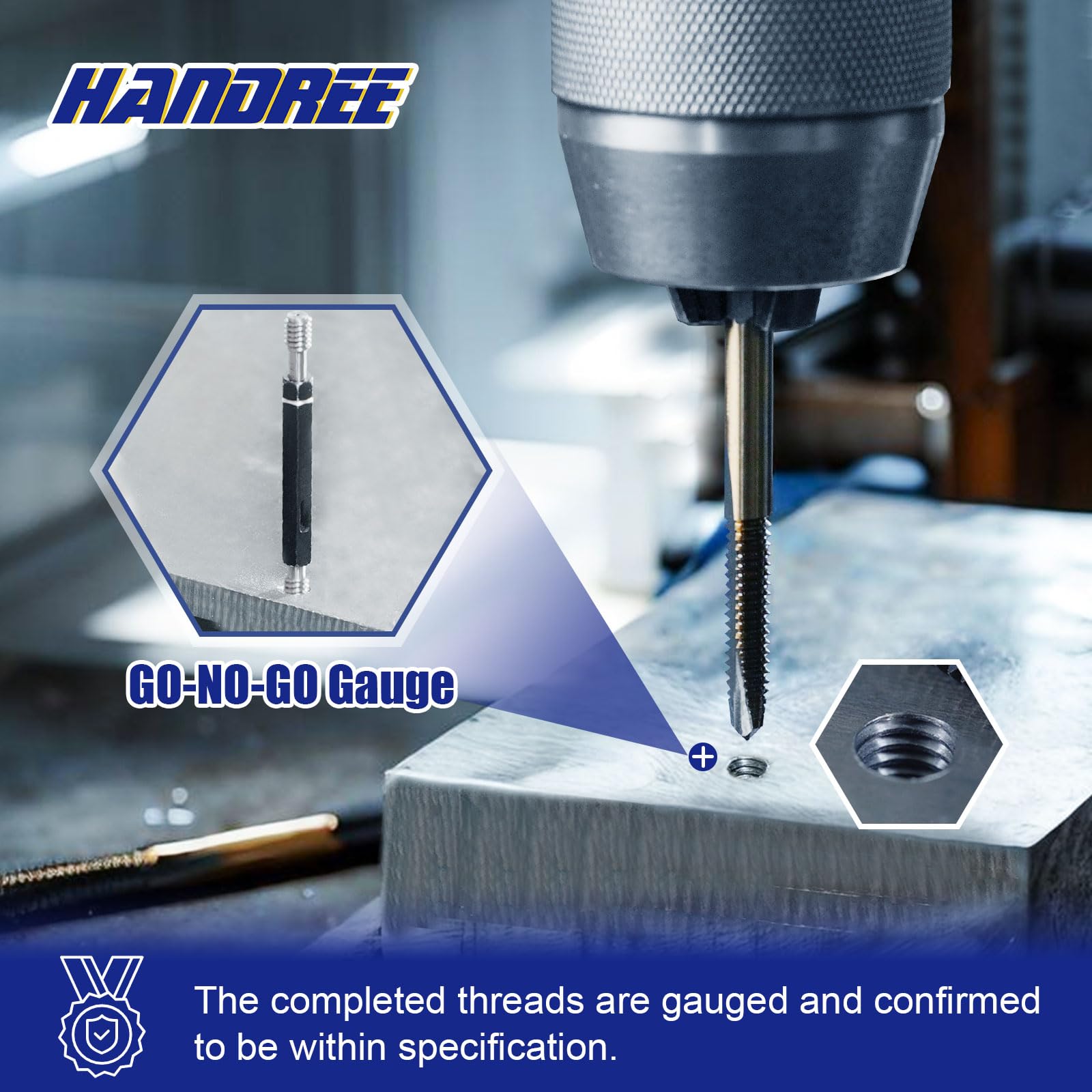JEFE HEX 1/4-20 UNC Hex Shank Taps for Metal | MRO & Industrial Use | Quick-Change | Impact Driver (5pcs)