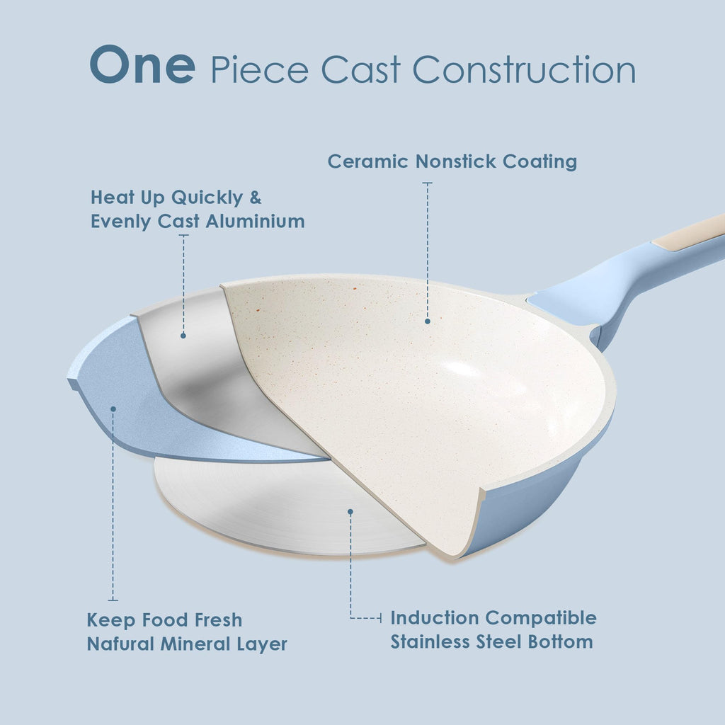 SENSARTE Nonstick Ceramic Frying Pan 8-Inch, Healthy Non Toxic Skillet, Induction Compatible Omelet Pan with Heat Resistant Handle, PFAS-Free, Cream White