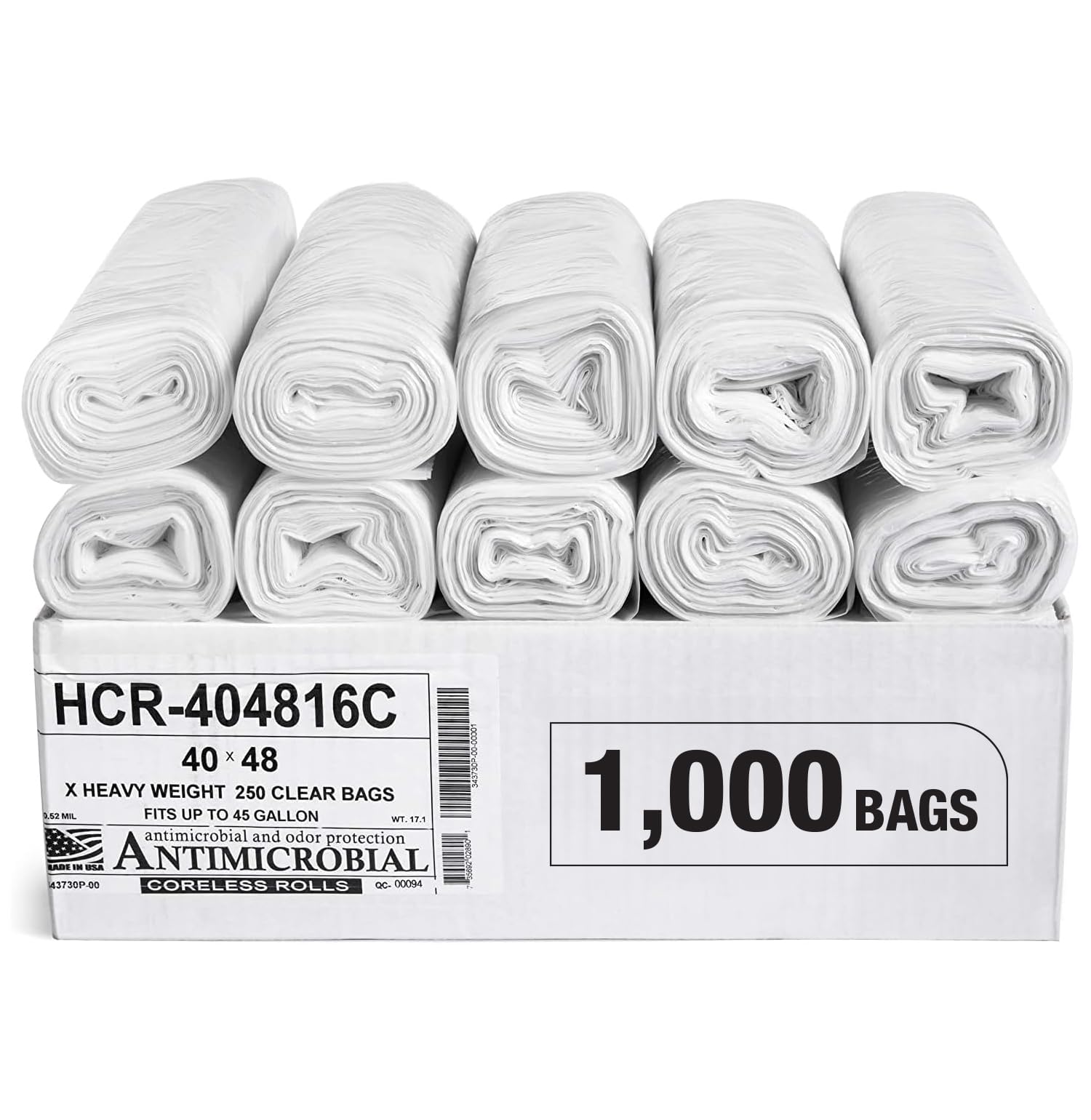 Aluf Plastics High Density Trash Bags, 10 Gallon, 4000 Count, 6 Micron (eq), 24" x 24", Black, for Bathroom, Office, Industrial, Commercial, Janitorial, Municipal, Recycling