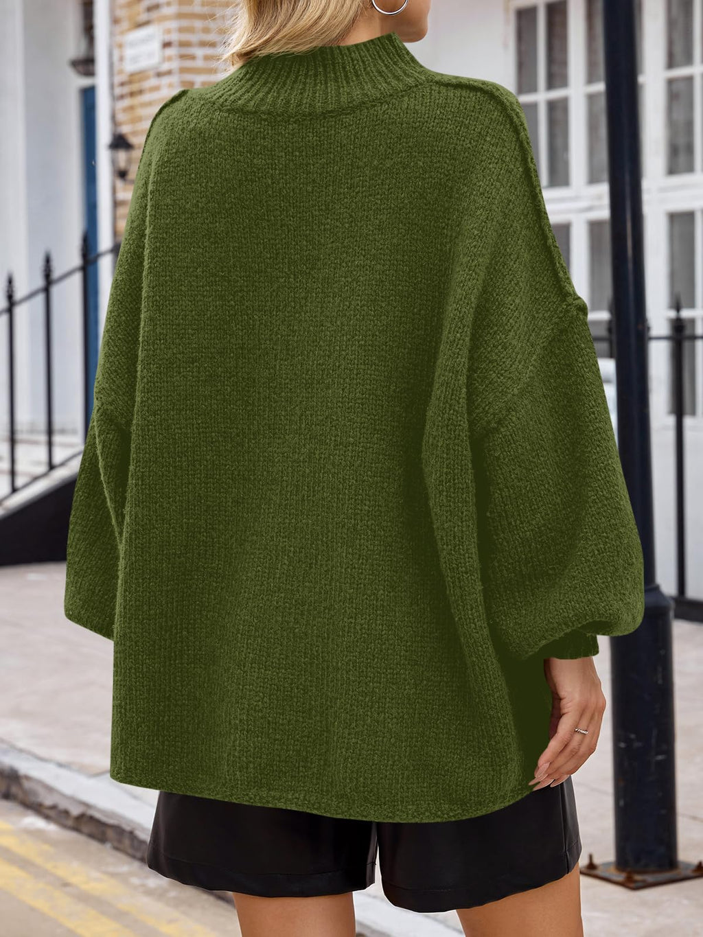 Saodimallsu Womens Oversized Sweaters Mock Neck Batwing Long Sleeve 2026 Fall Trendy Ribbed Knit Casual Tunic Sweater