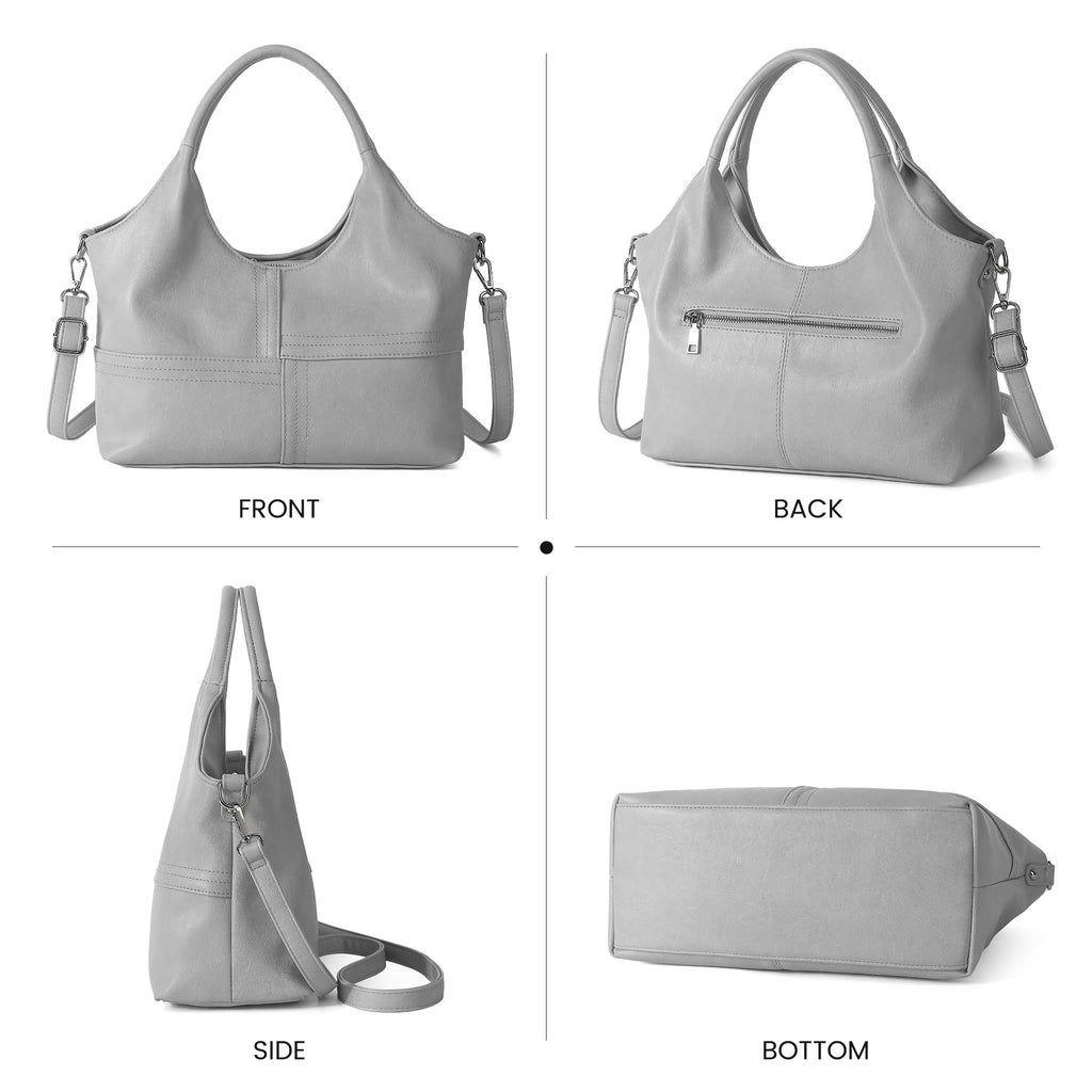 KOGTLA Medium Vegan Leather Purses for Women with Detachable Satchel Strap, Ladies Handbags, Tote Hobo Bags with Two-Handle