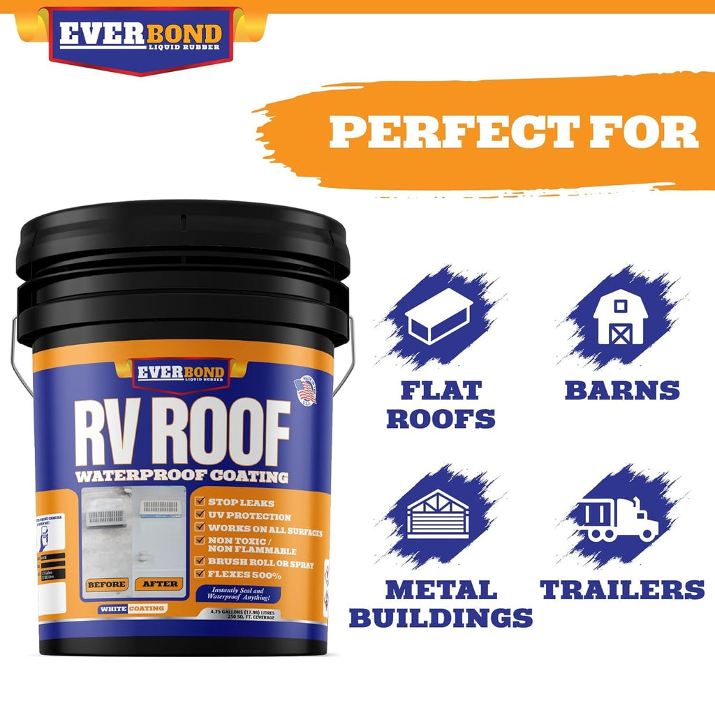 EverBond Multipurpose Primer - Primer for Roof Coatings - Use on EPDM Rubber, Wood, Fiberglass, Concrete, and Metal Surfaces - Easy to Apply on RVs, Campers, and Trailers - 1 Gallon