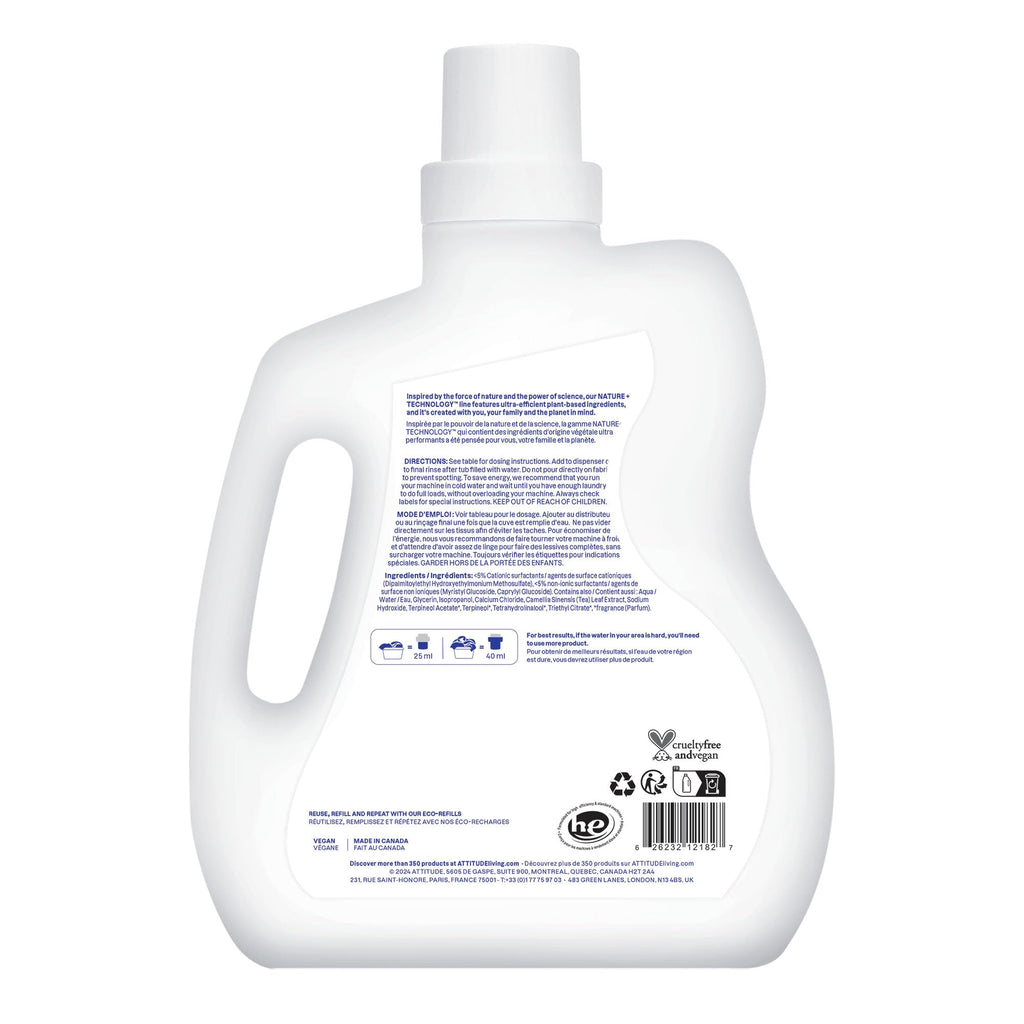 ATTITUDE Liquid Fabric Softener, Plant-Based & Vegan, HE Compatible, Naturally Derived, Citrus Zest Scent, 80 Loads, 67.6 Fl Oz
