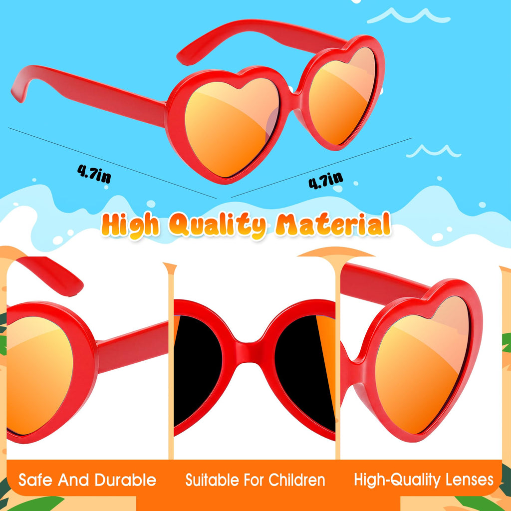 Kids Sunglasses Bulk, Kids Sunglasses Party Favors for Age 3-8, UV400 Protection Neon Kids Sunglasses Bulk for Boys Girls (12Pack-heart sunglasses)