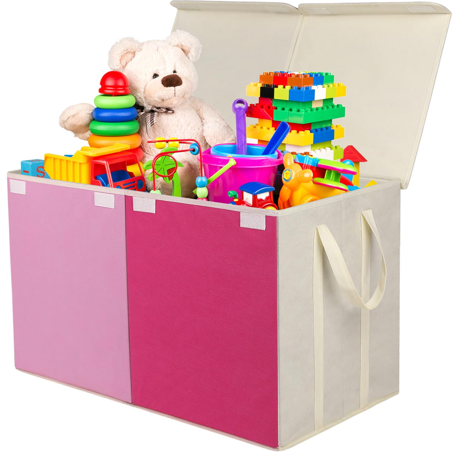 YOLOXO Toy Box Chest, Collapsible Sturdy Storage Bins with Lids, Extra Large Kids Toy Storage Organizer Boxes Bins Baskets for Kids, Boys, Girls, Nursery Room, Playroom, Closet (BLACK)