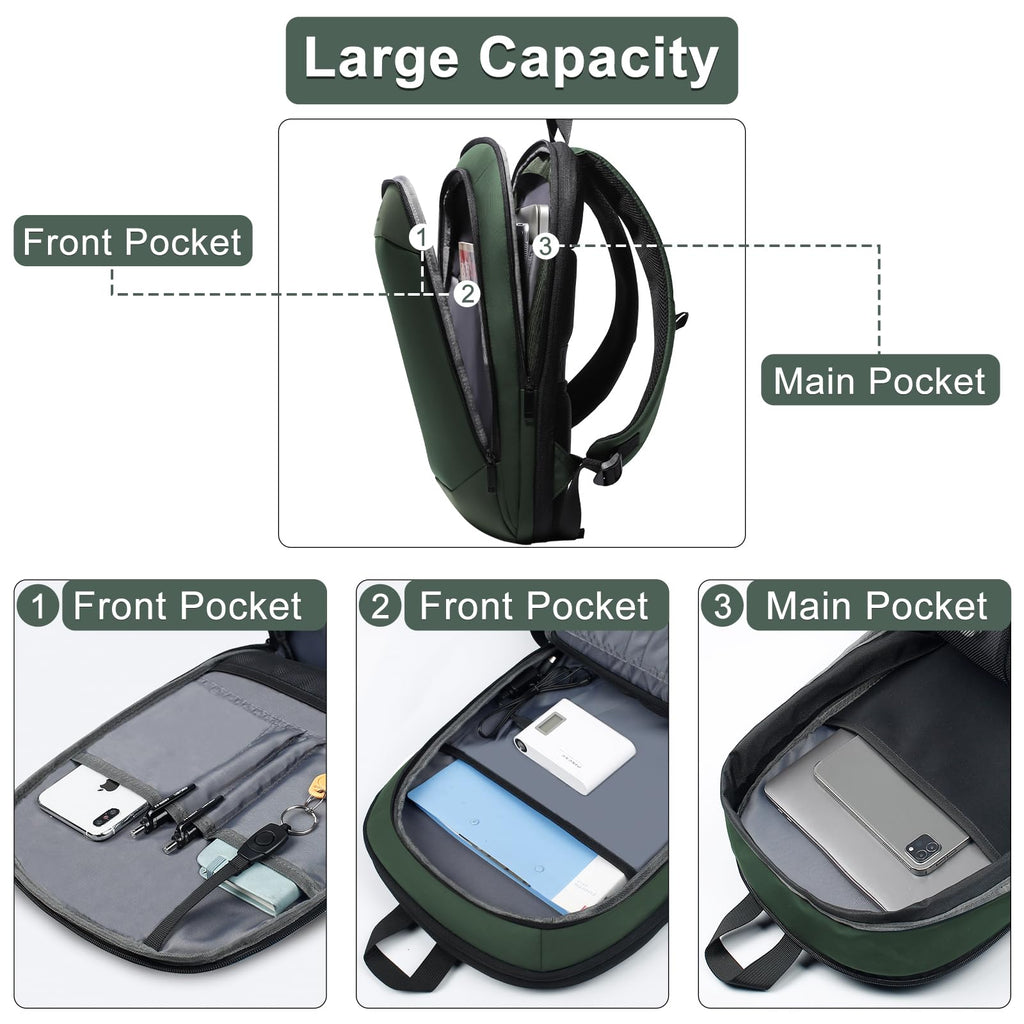 hk Business Backpack for Men 15.6 Inch,Slim & Expandable Waterproof Travel Laptop Backpack, Anti-Theft Lightweight Work Computer Bag, College Laptop Backpacks Gifts for Men Women-Black