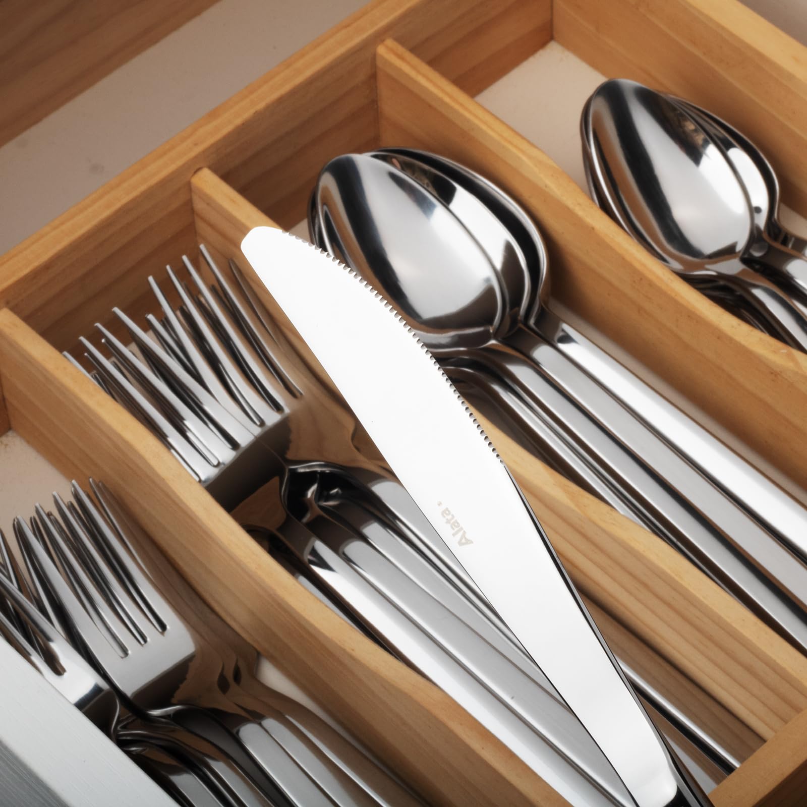 Alata Cube Black 20-Piece Forged Silverware Set Stainless Steel Flatware Set,Service for 4,Matte Satin Polished Cutlery Set,Dishwasher Safe