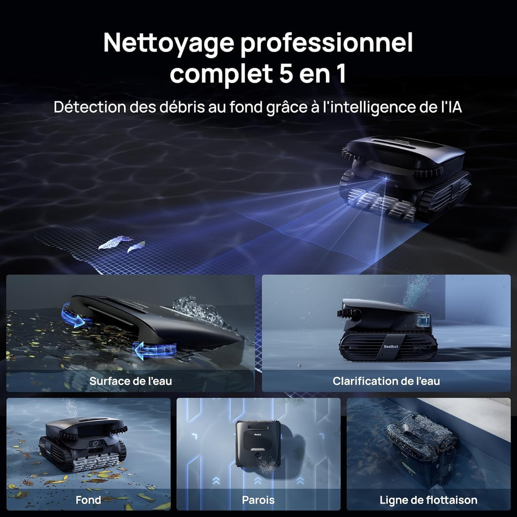 Beatbot AquaSense 2 Ultra Pool Vacuum Robot, Pool Mapping with AI Camera, AI Cruise Debris Detection, Multi-Level Platform Cleaning, 5-in-1 Cleaning, Superior Surface Cleaning – Midnight Blue