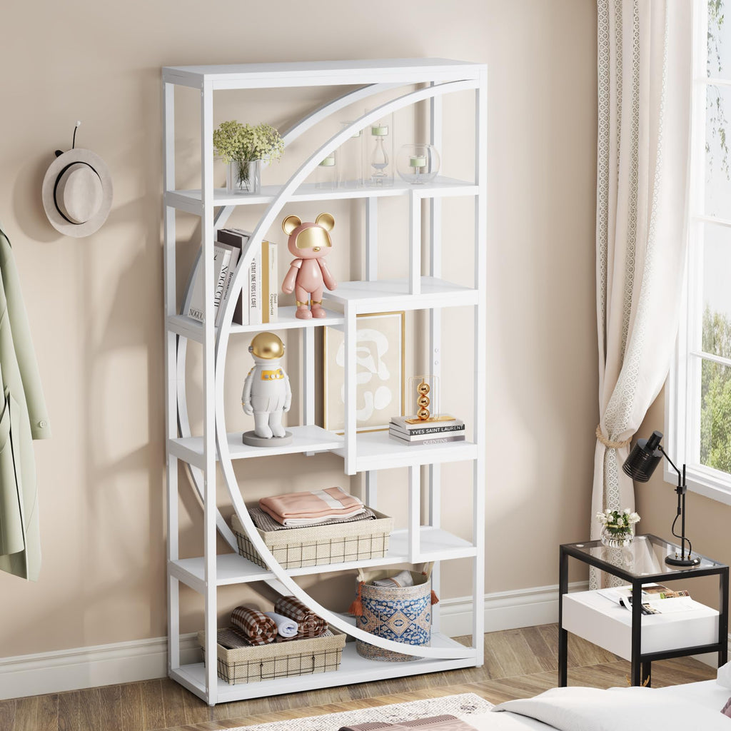 Tribesigns Bookshelf, Industrial 5-Tier Etagere Bookcase, 70.8 inch Tall Bookshelf with 8 Open Storage Shelf, Book Shelf Display Tack Shelving Unit for Home Office Living Room, Rustic Brown