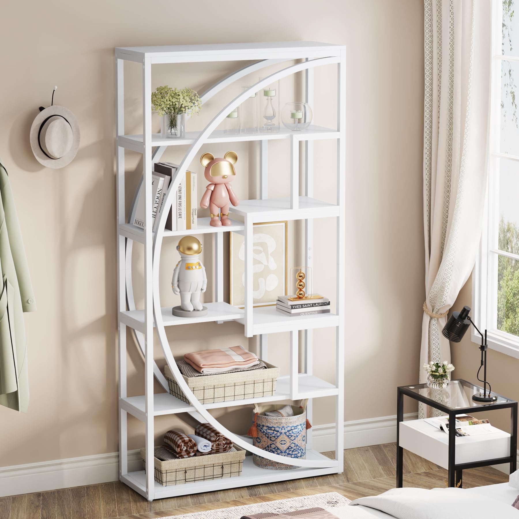 Tribesigns Bookshelf, Industrial 5-Tier Etagere Bookcase, 70.8 inch Tall Bookshelf with 8 Open Storage Shelf, Book Shelf Display Tack Shelving Unit for Home Office Living Room, Rustic Brown