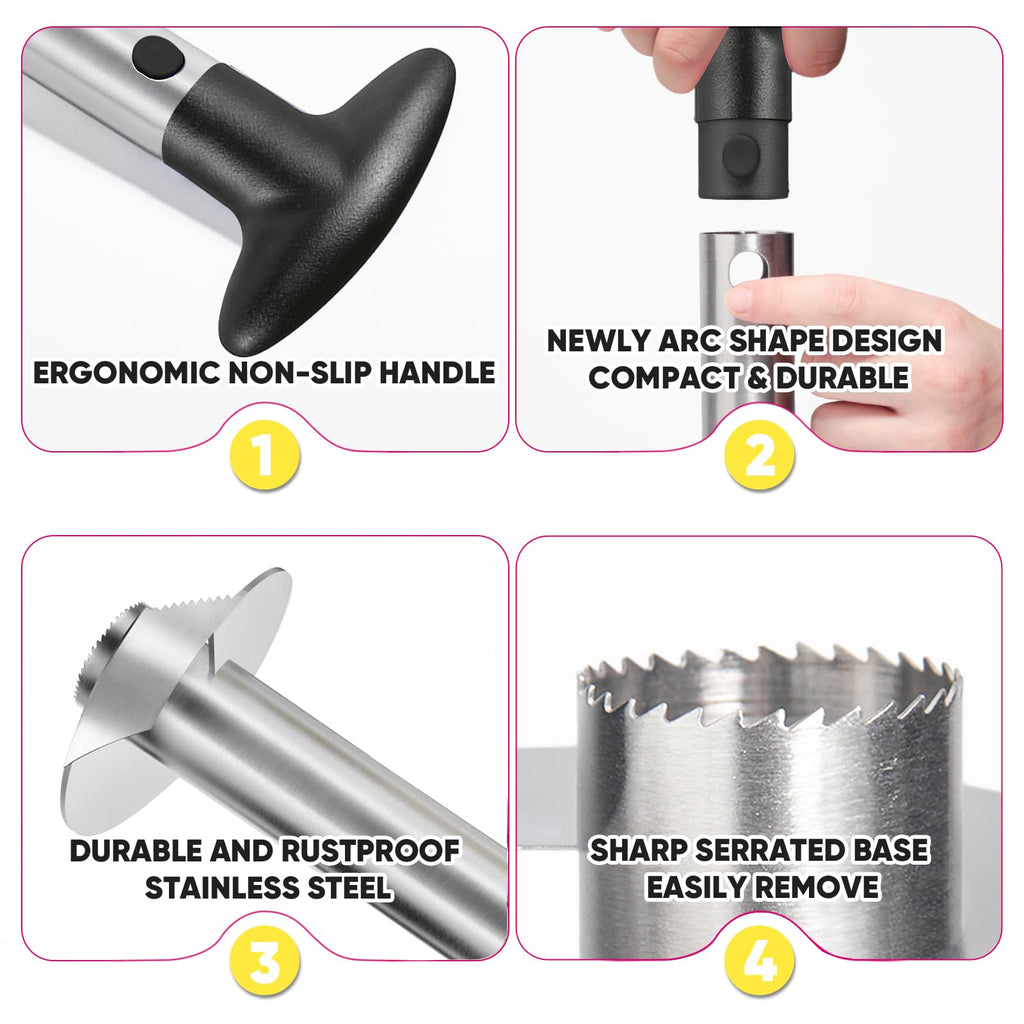 Pineapple Corer, [Upgraded, Reinforced, Thicker Blade] Newness Premium Pineapple Corer Remover, Stainless Steel Pineapple Core Remover Tool for Home & Kitchen with Sharp Blade for Diced Fruit Rings