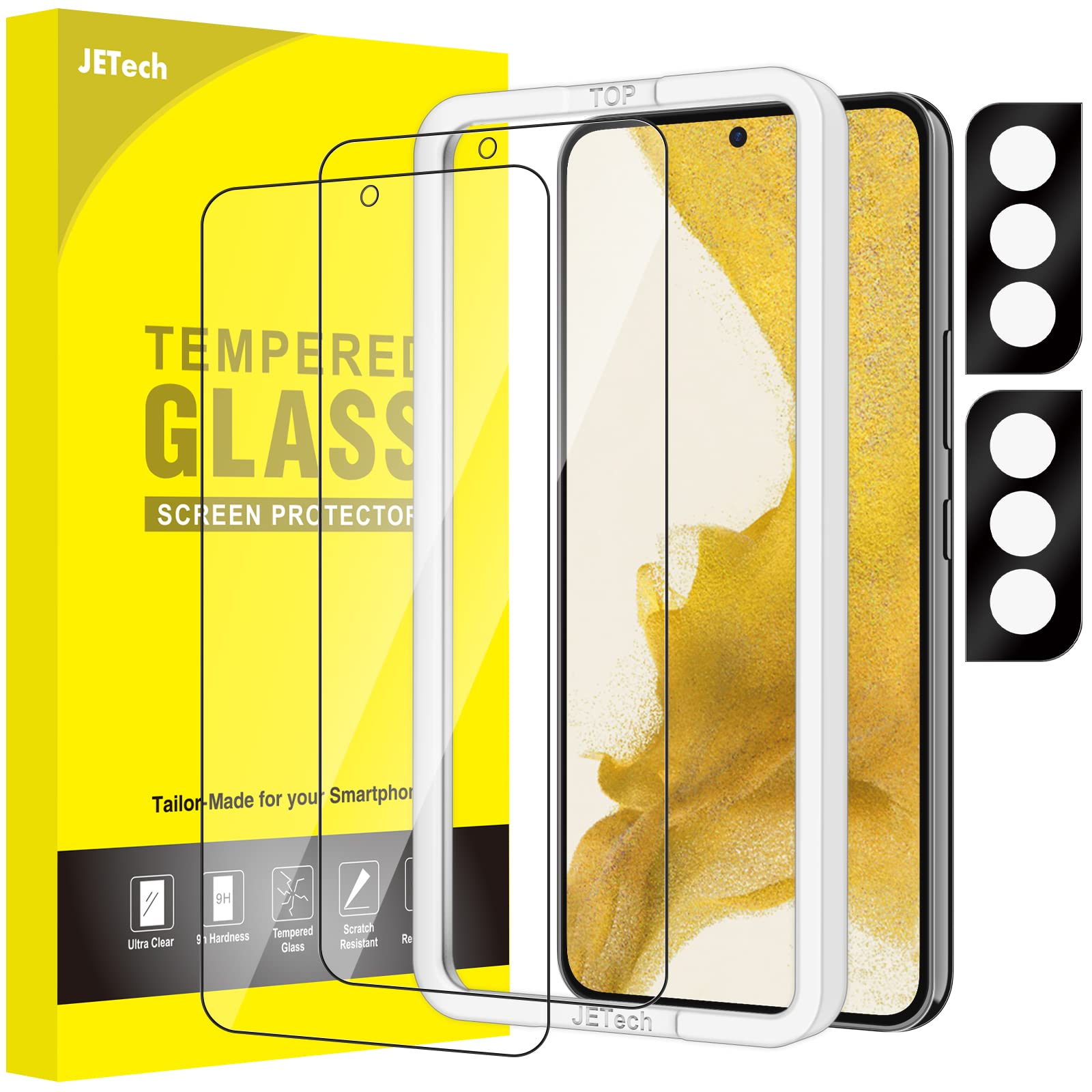 JETech Screen Protector for Samsung Galaxy S20 FE 6.5-Inch with Camera Lens Protector, Tempered Glass Film, Fingerprint ID Compatible, HD Clear, 2-Pack Each