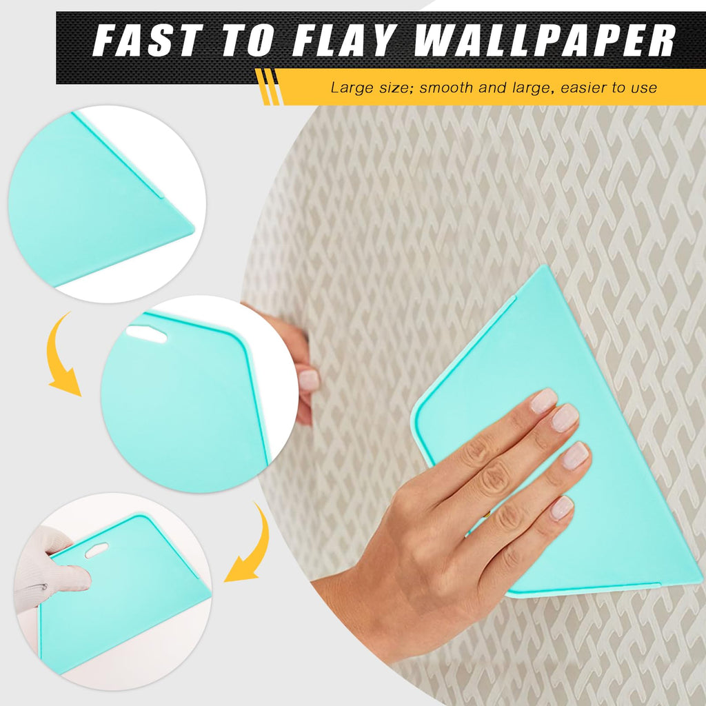 WRAPXPERT Wallpaper Tools, Smoothing Tool Kit for Peel and Stick Wallpaper/Contact Paper/Vinyl Backsplash Applying, with Squeegee Smoother, Seam Roller, Razor Scraper, Knife and Blades