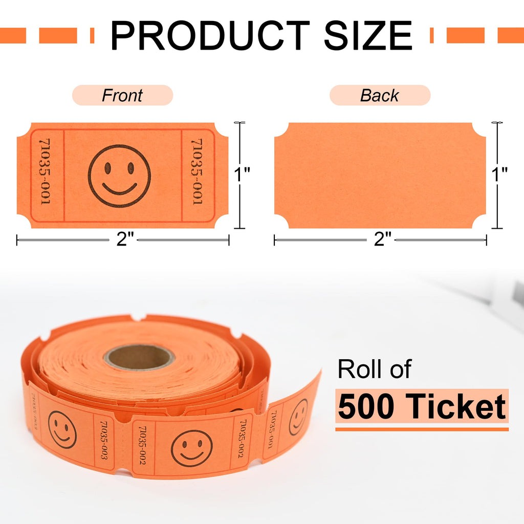 L LIKED 500 Raffle Tickets, Smile,Bule(6 Color Selection), Single Roll, Ticket for Events, Entry, Class Reward, Raffle & Prizes