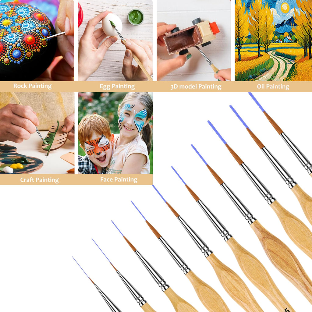 5PC Miniature Paint Brush for Fine Detailing, Detail Paint Brushes, Small Painting Brushes for Art, Crafts, Acrylic, Watercolor, Model, Face, Paint by Number, Figurine(Black)