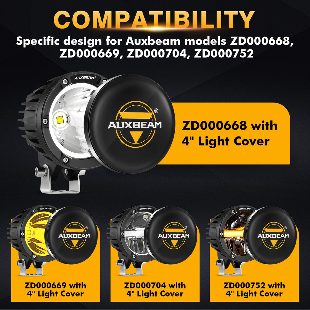 Auxbeam P4 Series Flood Beam LED Pods 4 Inch 90W Round Offroad Fog Lights Driving Flood Light Bar Bumper A-Pillar Hood Mount for Trucks ATV UTV Motorcycle Jeep