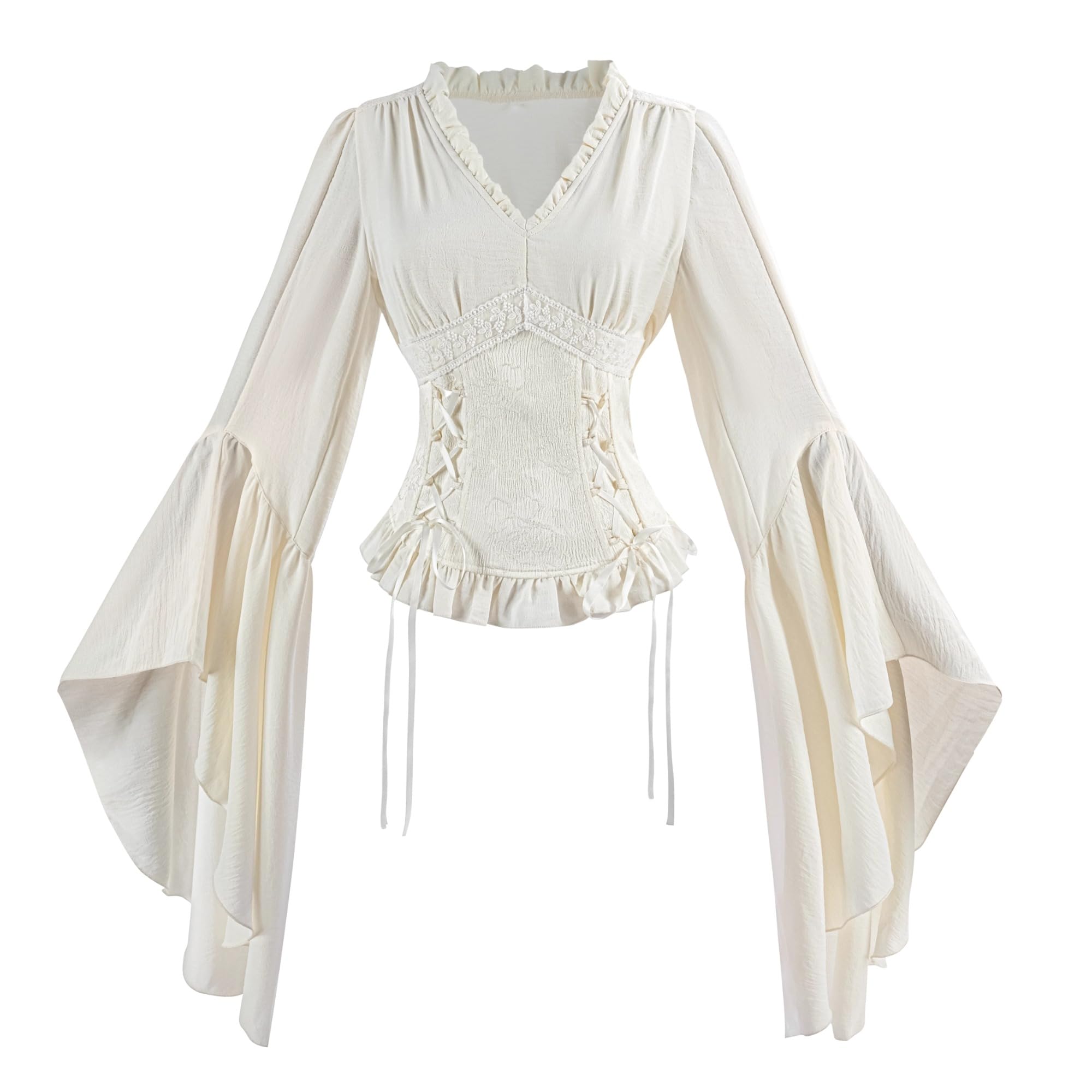 Nuoqi Victorian Blouse Womens Gothic Shirt Vintage Long Sleeve Lotus Ruffle Tops