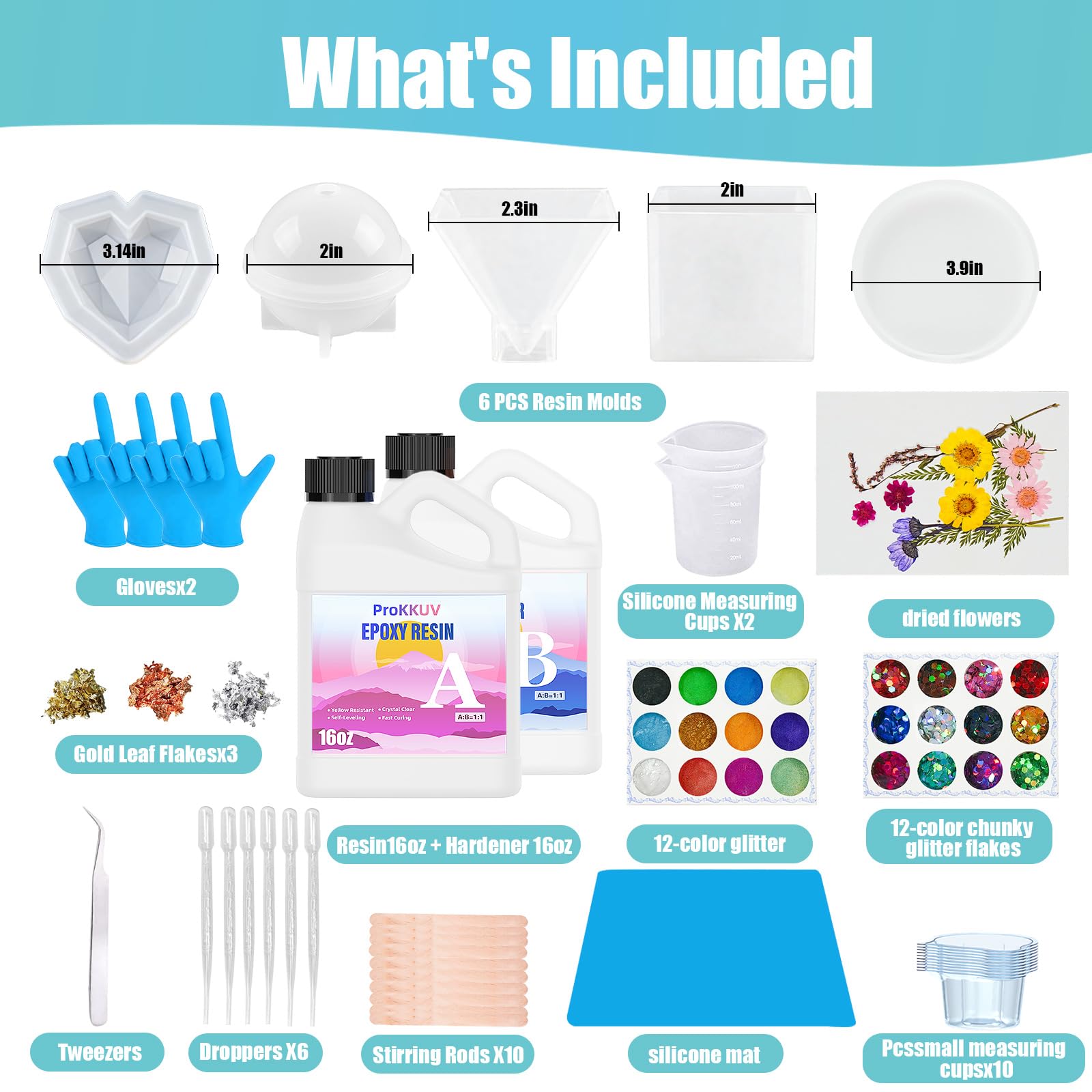 Epoxy Resin Kit, 1Gallon Kit Crystal Clear Resin Epoxy, Bubble Free, No Yellowing, UV Resistant, Food Safe with, Easy Mix 1:1 for DIY Crafts Jewelry Making