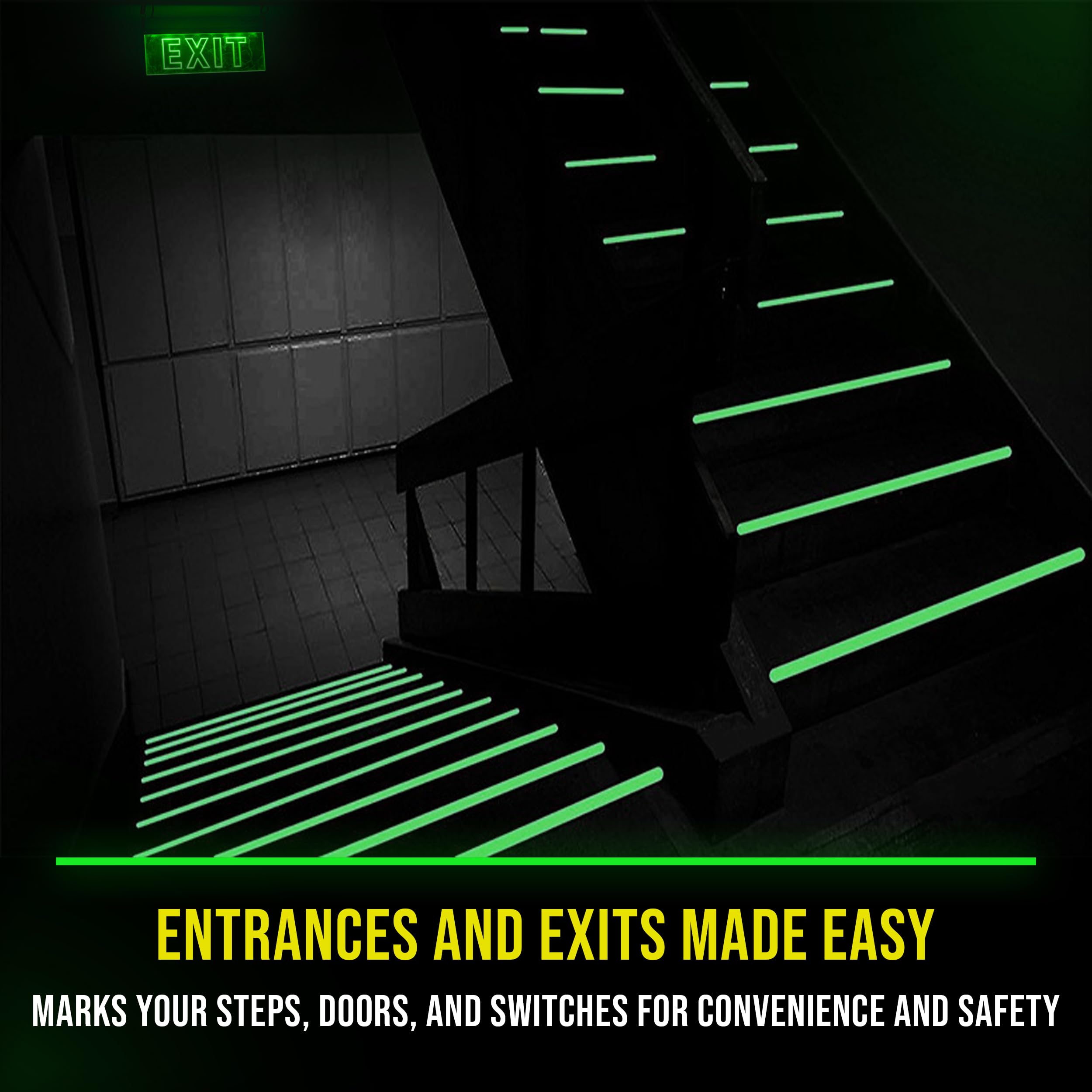 Lockport Glow in The Dark Tape - 2 Pack - 30 Ft x 1 in - Bright - Rechargeable - Reflective - Halloween Decoration, Christmas Decor, Night Decorations, Safety and Home Marking, Stairs, Exit Sign