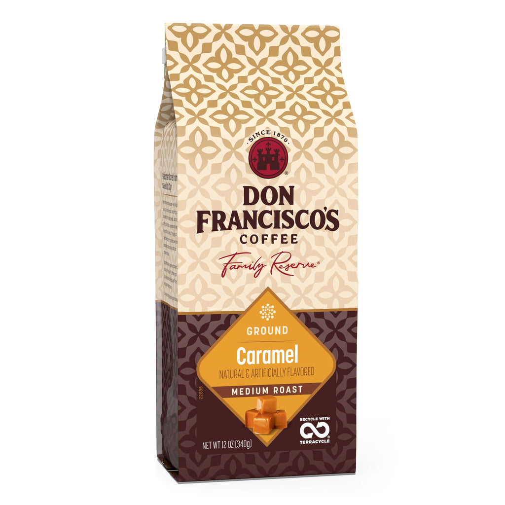 Don Francisco's Caramel Ground Coffee, Medium Roast – 100% Arabica, Flavored Coffee, 12 oz Bag