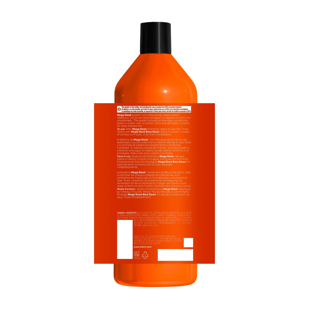 Matrix Mega Sleek Shampoo - Smoothing and Detangling, For Dry, Damaged & Frizzy Hair
