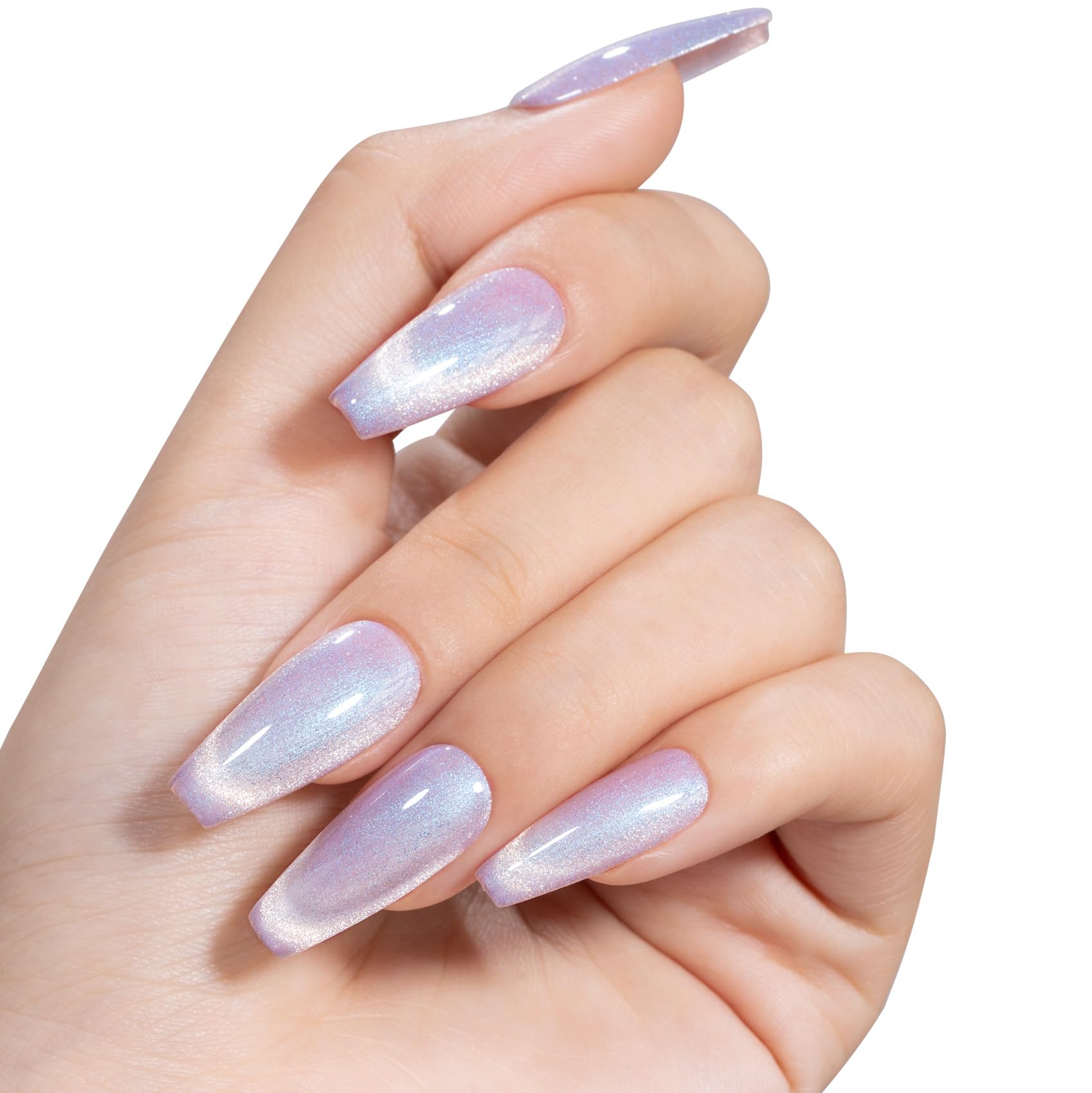 MAYCHAO 15ML Golden Amethyst Cat Eye Gel Nail Polish 1Pc Velvet Mirage Cat Eye Gel Polish Soak off Holographic Magnetic Nail Polish for Nail Art Manicure Salon DIY at Home, 0.5 OZ