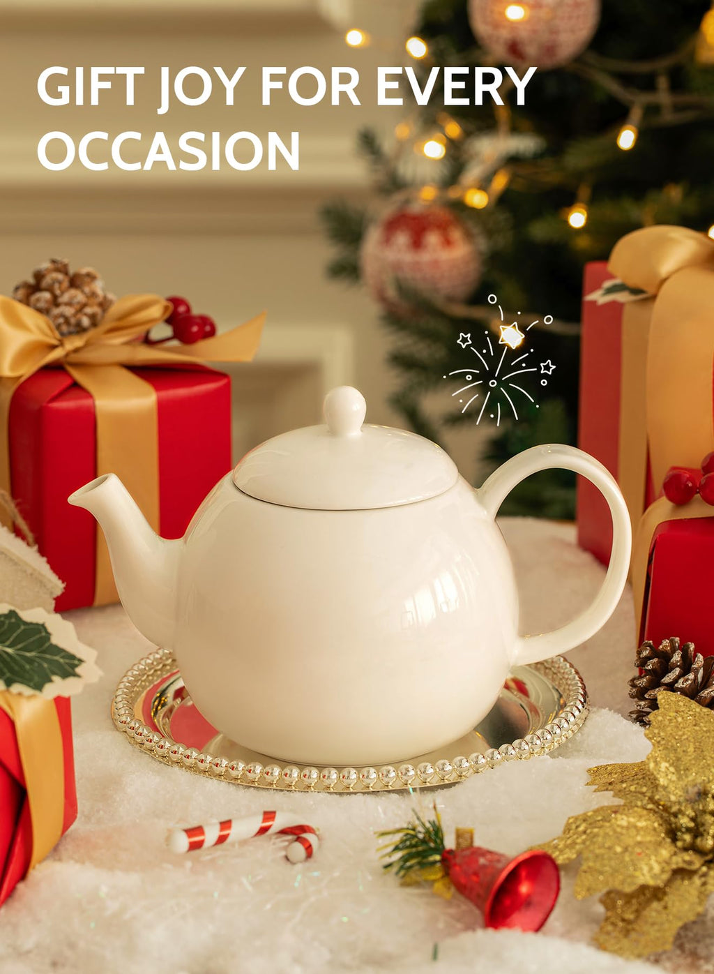 Sweese Porcelain Teapot 27 oz with Infuser for Loose Leaf Tea, Bluish Grey