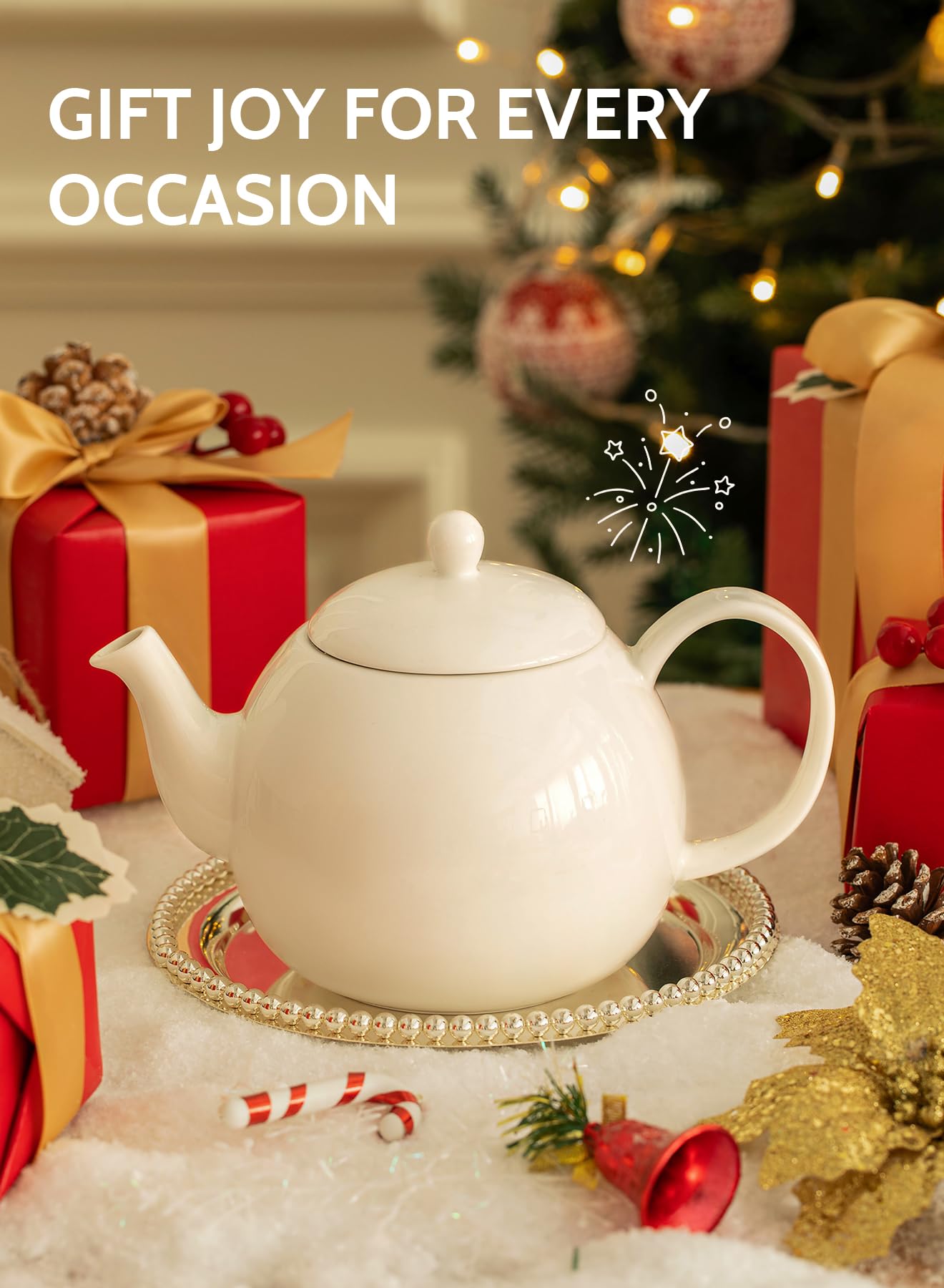 Sweese Porcelain Teapot 27 oz with Infuser for Loose Leaf Tea, Bluish Grey