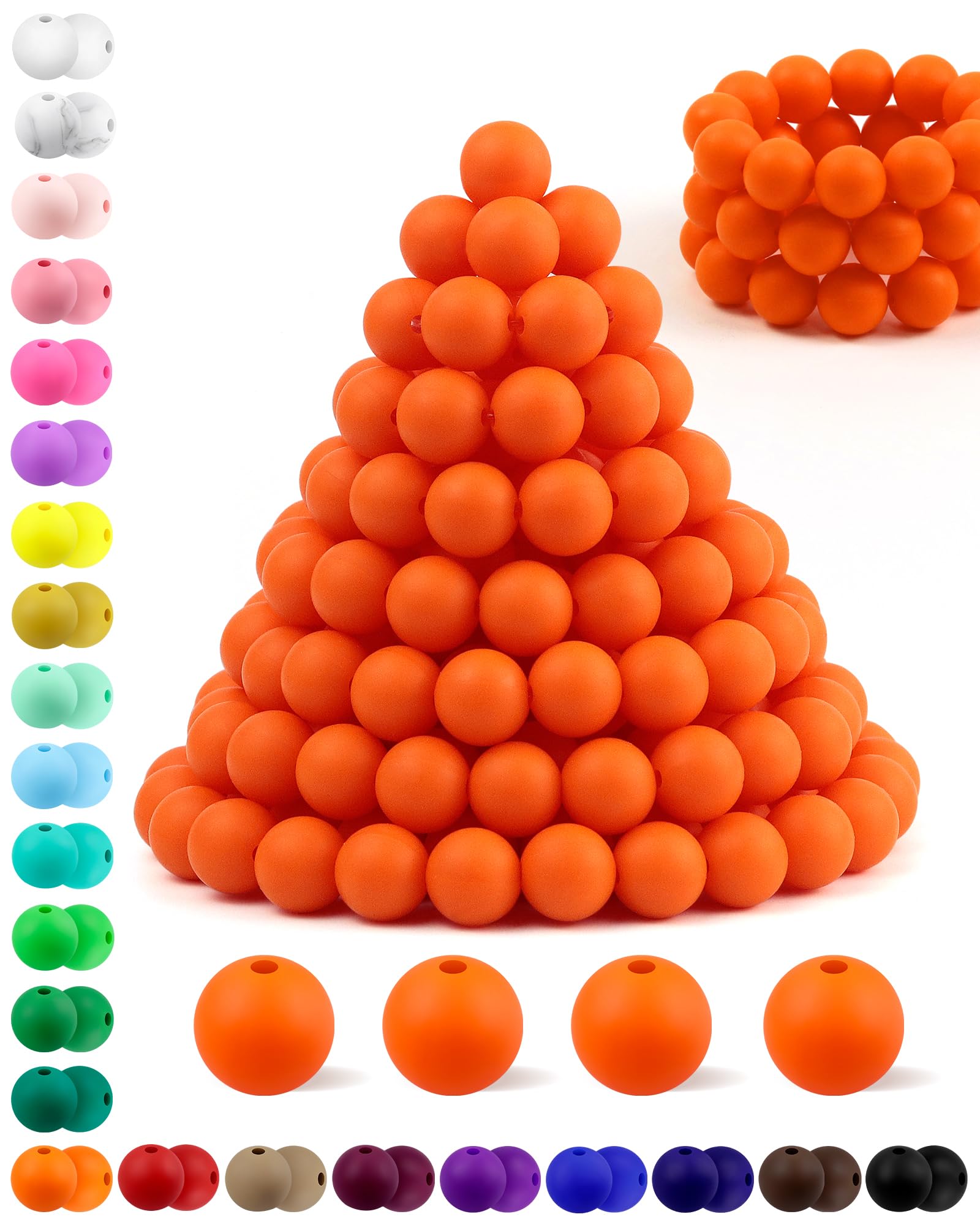 180PCS FIVEIZERO Silicone Beads – 30 Colors 12mm Round Rubber Beads Bulk for DIY Crafts, Keychain Accessories & Jewelry Making | Soft Silicone, Seamless Finish, Easy to String, Fade Resistant, Durable for Daily Use
