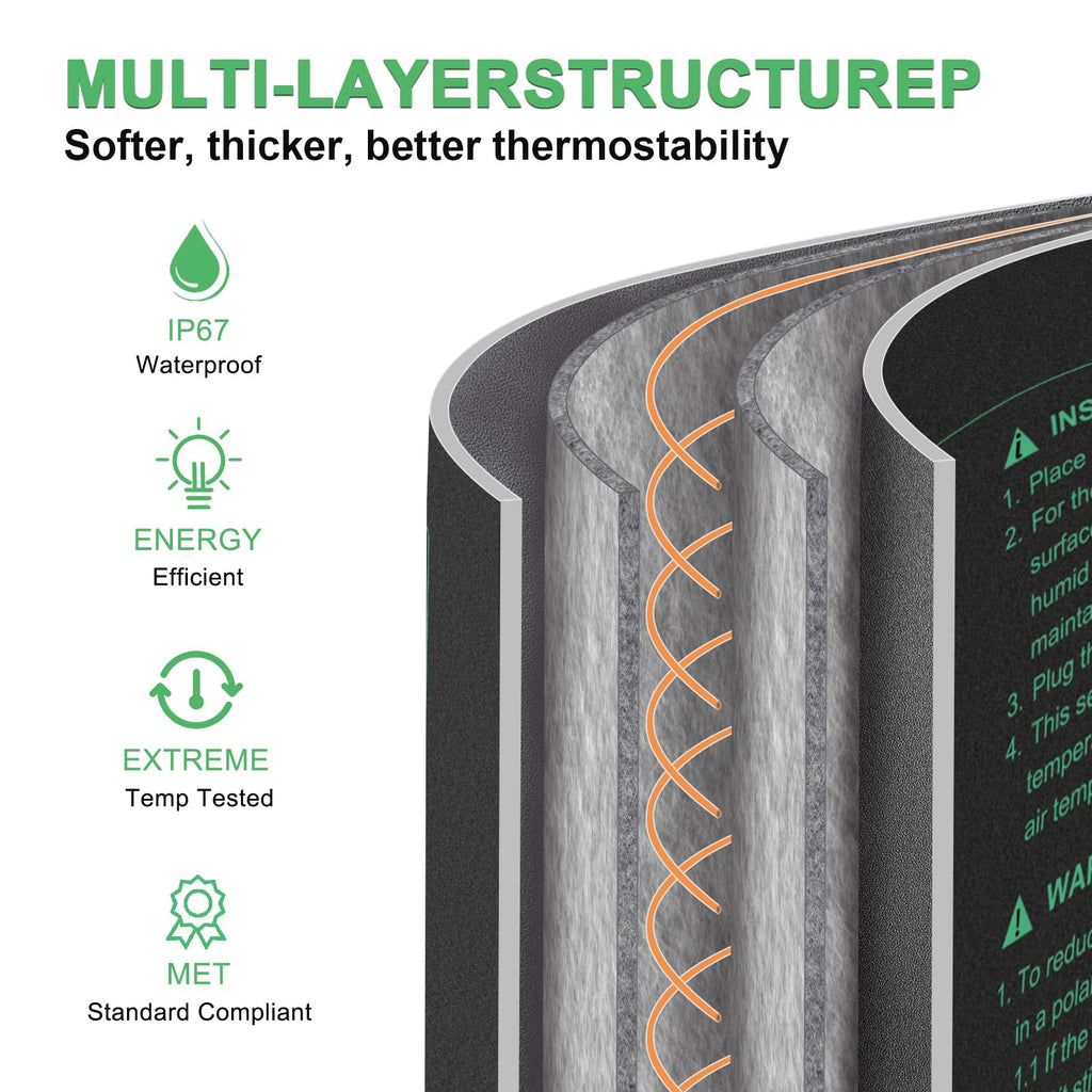 Seedling Heat Mat Hydroponic Plants Heating Pad, Seed Starting Greenhouse and Germination, Waterproof Durable Heating Pad for Indoor Home Gardening Seed Starter(10“x20.75”)