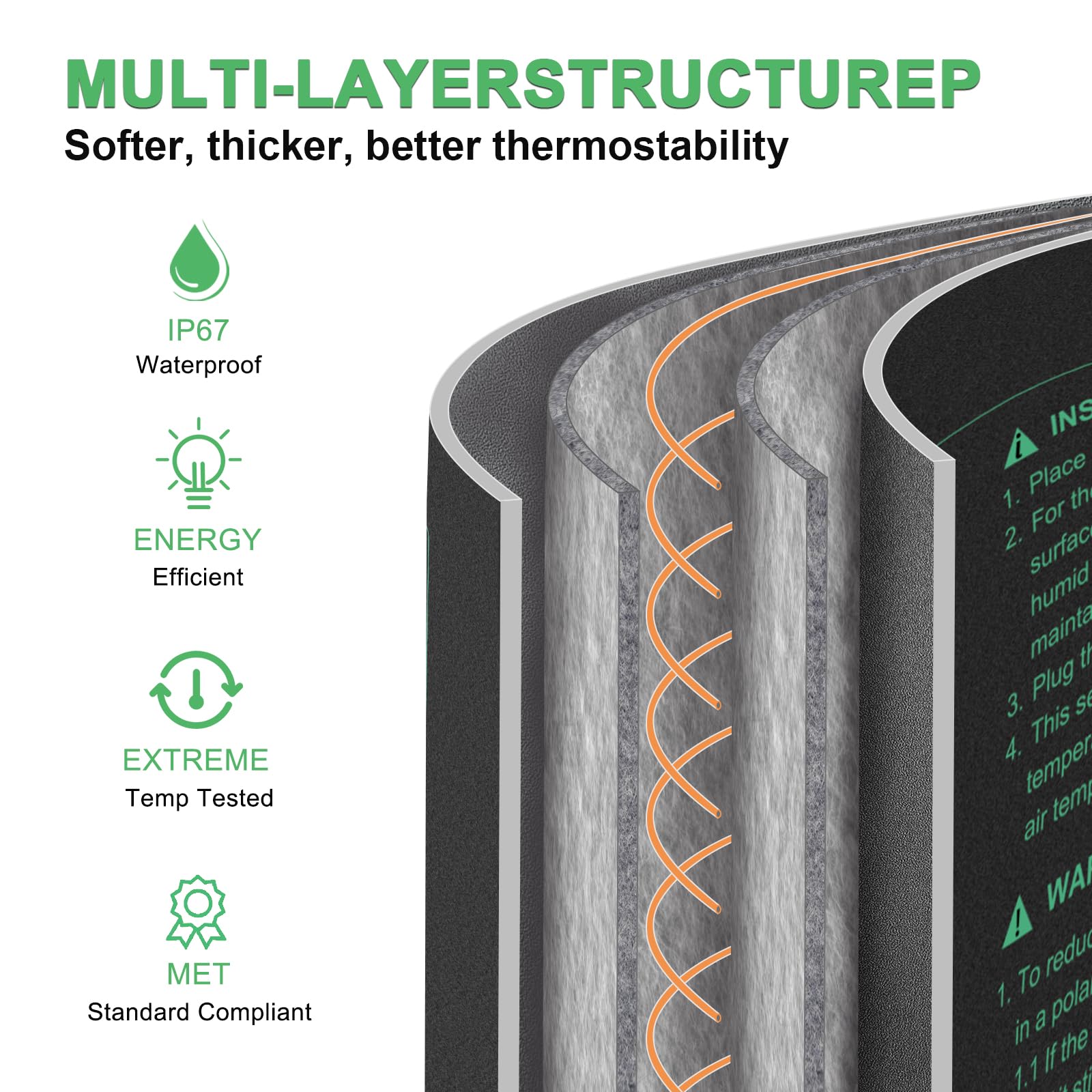 Seedling Heat Mat Hydroponic Plants Heating Pad, Seed Starting Greenhouse and Germination, Waterproof Durable Heating Pad for Indoor Home Gardening Seed Starter(10“x20.75”)