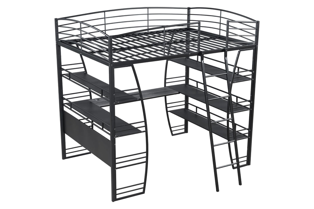 DNYN Twin Size Loft Bed with Desk & Storage Drawers& Table Set for Kids Bedroom,Covertible Twin-Over-Twin Bunkbeds Design,Easy Assemble & Space Saving & No Box Spring Needed,for Small Space, Black