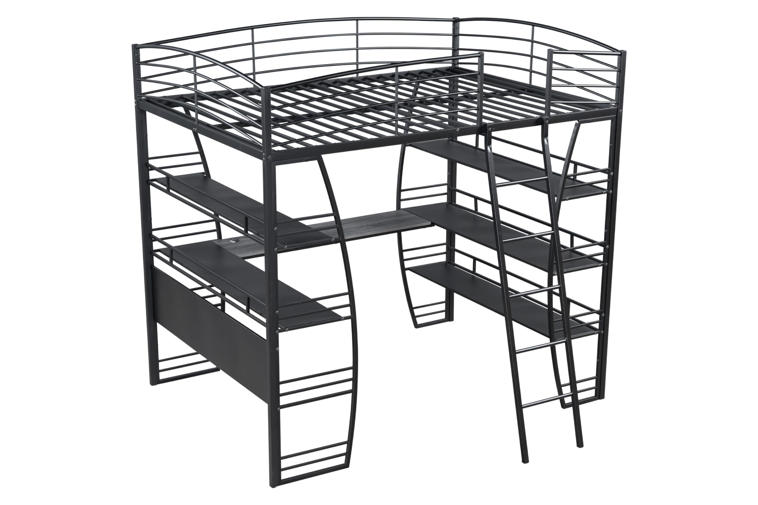 DNYN Twin Size Loft Bed with Desk & Storage Drawers& Table Set for Kids Bedroom,Covertible Twin-Over-Twin Bunkbeds Design,Easy Assemble & Space Saving & No Box Spring Needed,for Small Space, Black
