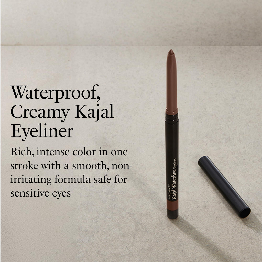 VASANTI Kajal Waterline Eyeliner (Hazel Brown) | Long-Lasting, Blendable Waterline Eye Liner | Smudge-Proof and Water-Resistant Eyeliner Pencil for Sensitive Eyes | Ophthalmologist Approved & Tested