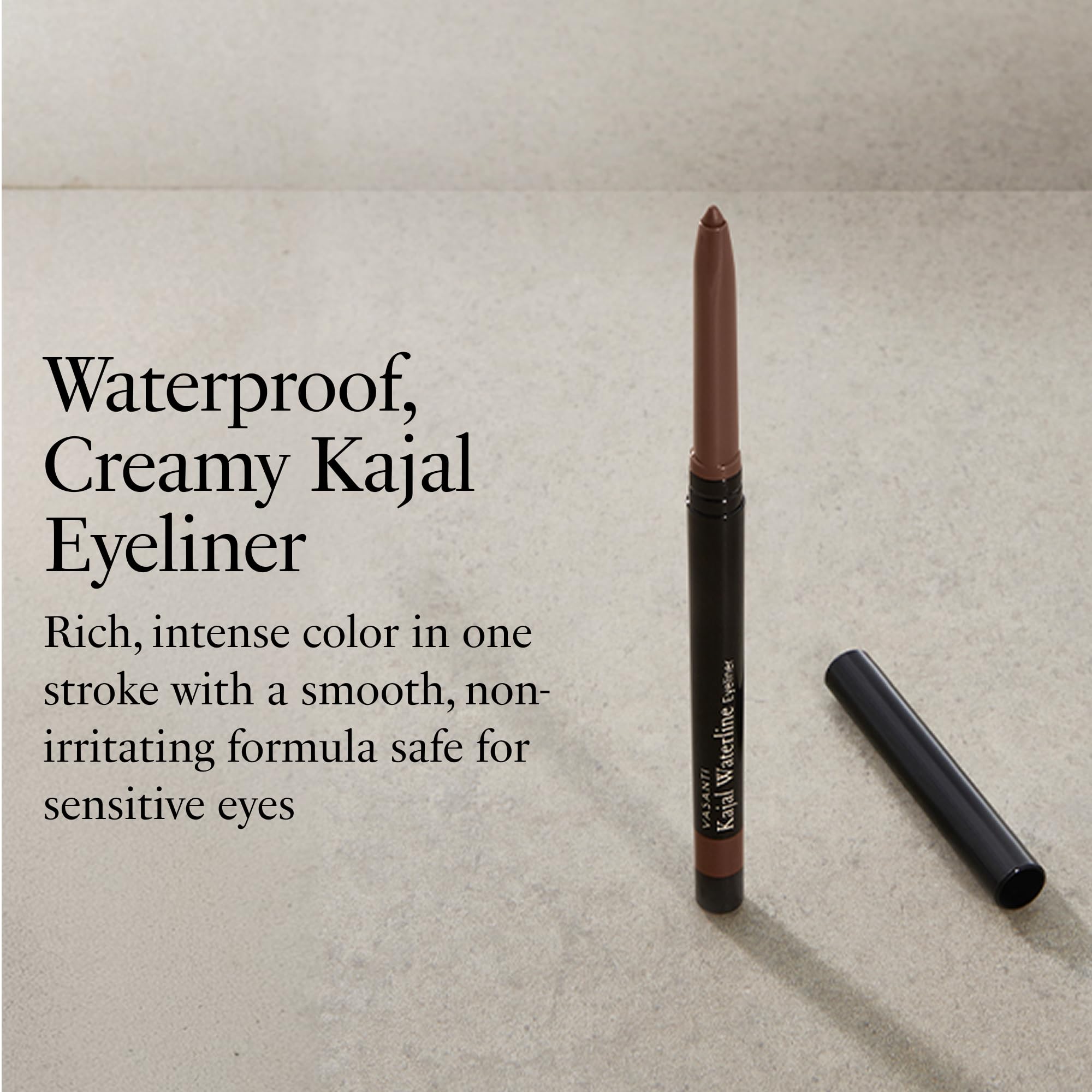 VASANTI Kajal Waterline Eyeliner (Hazel Brown) | Long-Lasting, Blendable Waterline Eye Liner | Smudge-Proof and Water-Resistant Eyeliner Pencil for Sensitive Eyes | Ophthalmologist Approved & Tested