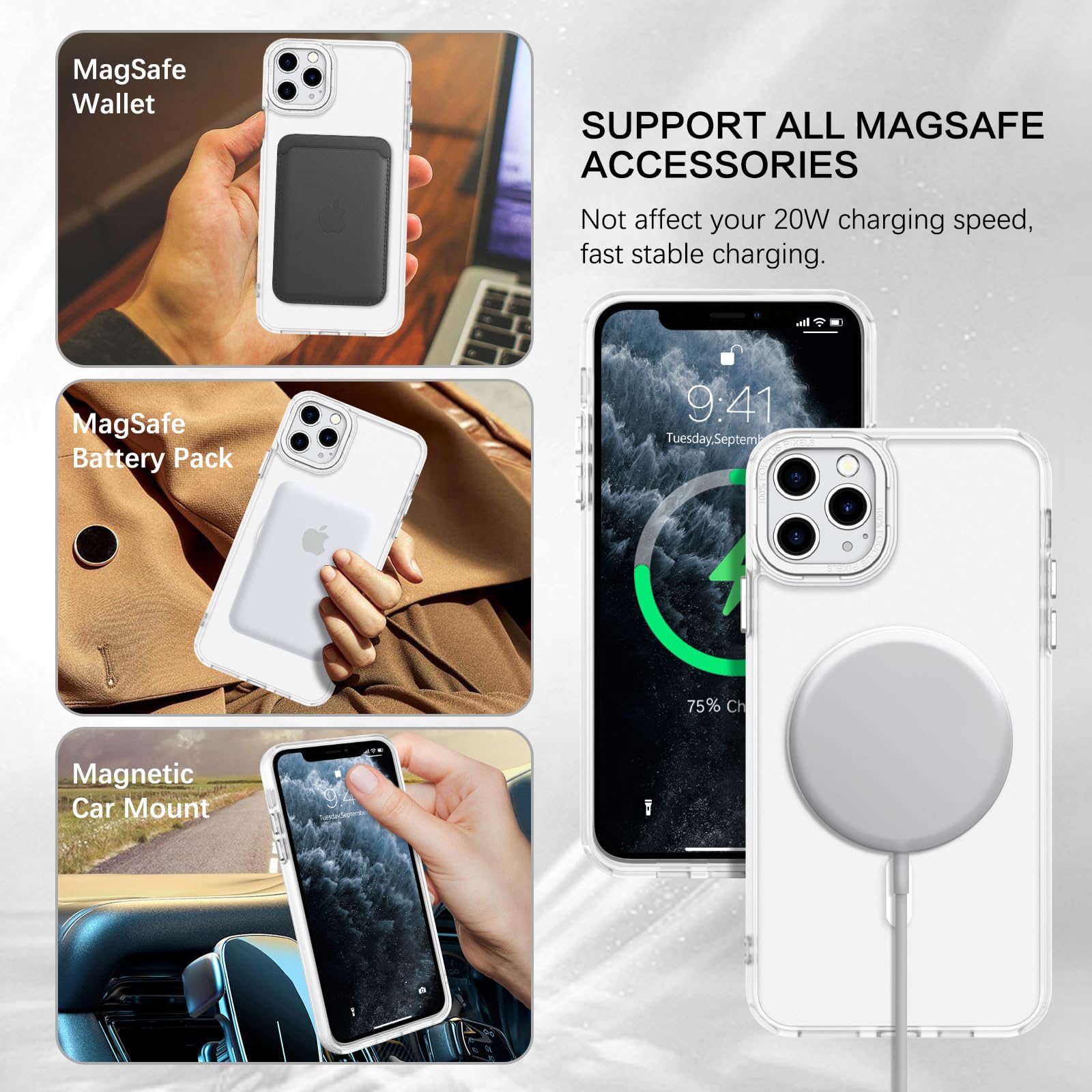 BENTOBEN for iPhone 11 Pro Case 2019 [Compatible with Magsafe] Translucent Matte Magnetic Phone Case iPhone 11 Pro 5.8" Slim Thin Shockproof Bumper Women Men Protective Cases Cover, Black