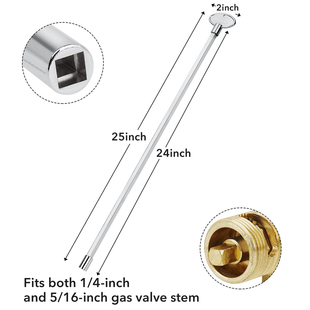 Stanbroil 3-Inch Gas Valve Key Fits 1/4" and 5/16" Turn Ball Valve for Gas Fire Pits and Fireplaces, Polished Chrome