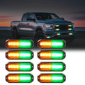 WINECO Amber led strobe lights for trucks 8pcs 12-LED Surface Mount Flashing Strobe Lights kit for Trucks Car Vehicles LED Mini Grille Grill Strobe Light Head Emergency Hazard Warning lights