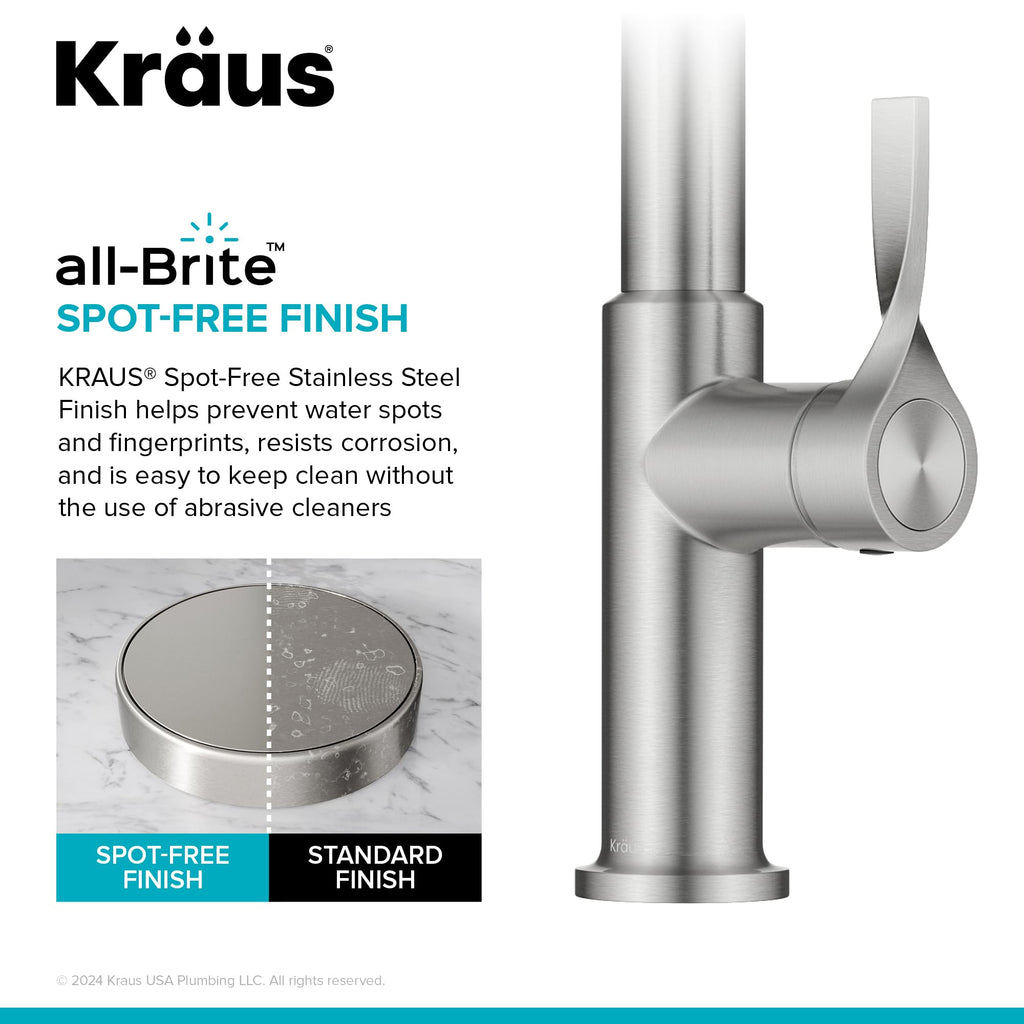 KRAUS Torak Pull Down Kitchen Faucet in Matte Black with Commercial Style Spring Spout, 2 Function Sprayer, Pre-Attached Water Lines, and Mounting Hardware, KPF-2635MB