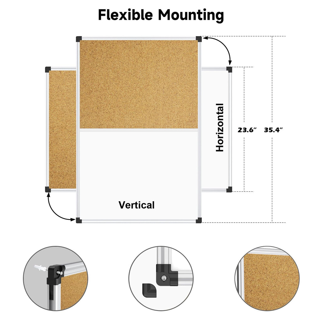 XBoard 24 x 18 Inch Wall-Mounted Office Cork Board, Notice Bulletin Board with Aluminum Frame