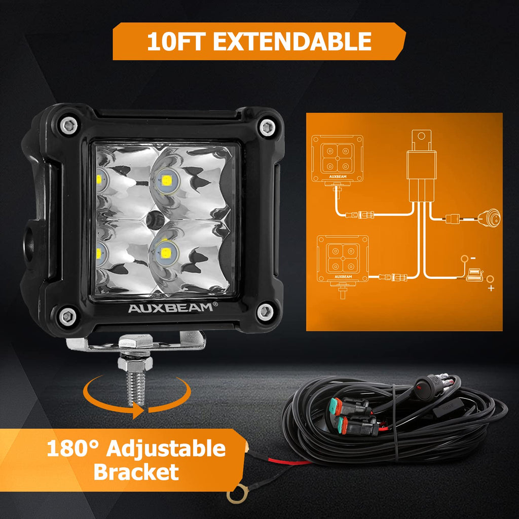 Auxbeam FA Series 3 Inch LED Cubes with DRL 2 Modes Spot Beam Offroad Lights 20W Driving Spotlights A-Pillar Ditch Lights for 4x4 Truck Car ATV Motorcycle, Pair